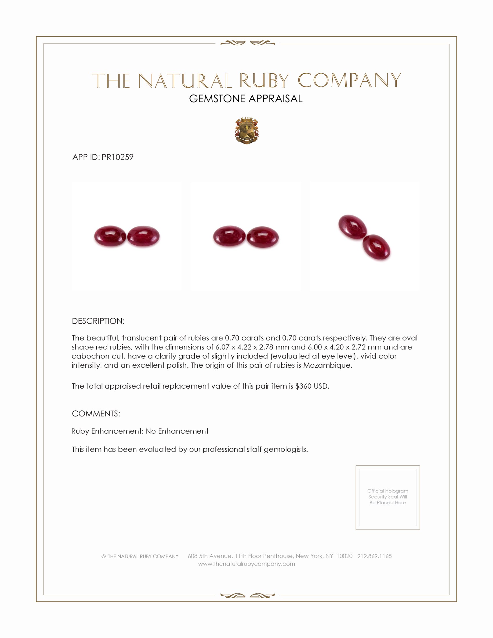 1.40 Ct.Tw. Cabochon Ruby Pair from Mozambique