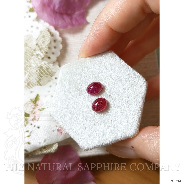3.93 Ct.Tw. Cabochon Ruby Pair from Mozambique