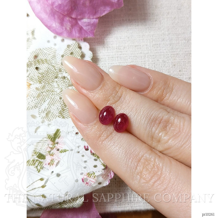 3.93 Ct.Tw. Cabochon Ruby Pair from Mozambique