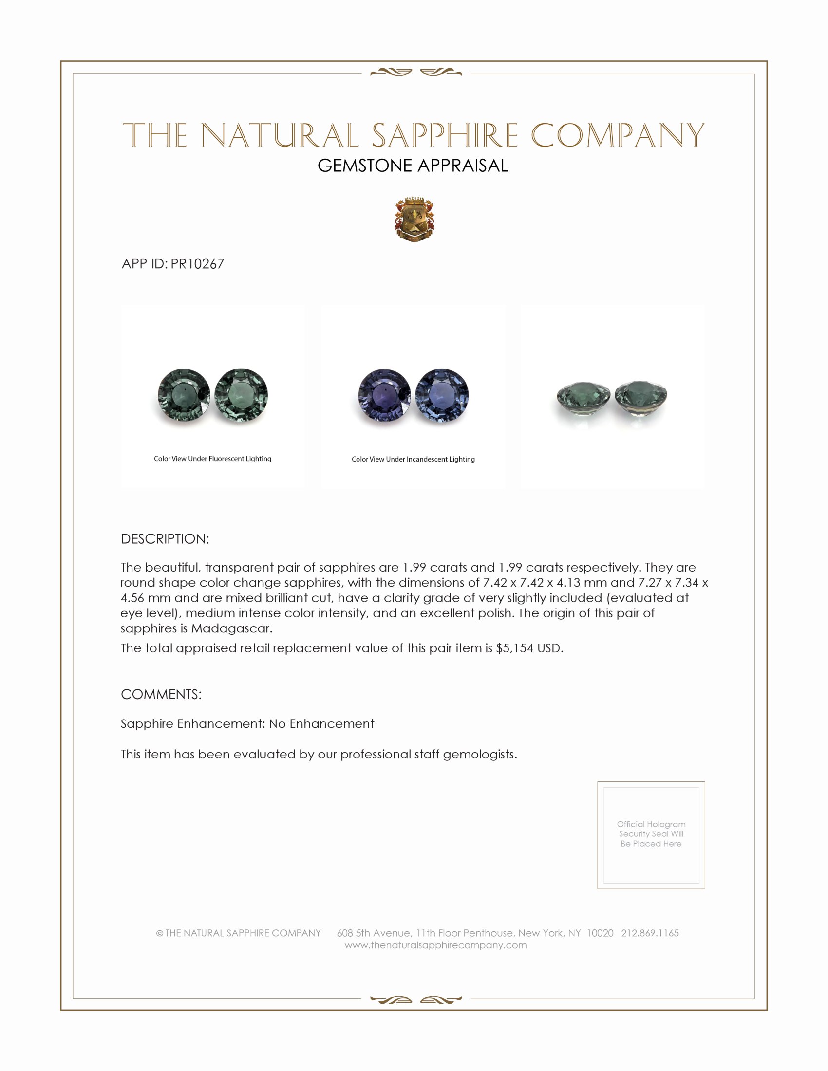 3.98 Ct.Tw. Color Change Sapphire Pair from Madagascar