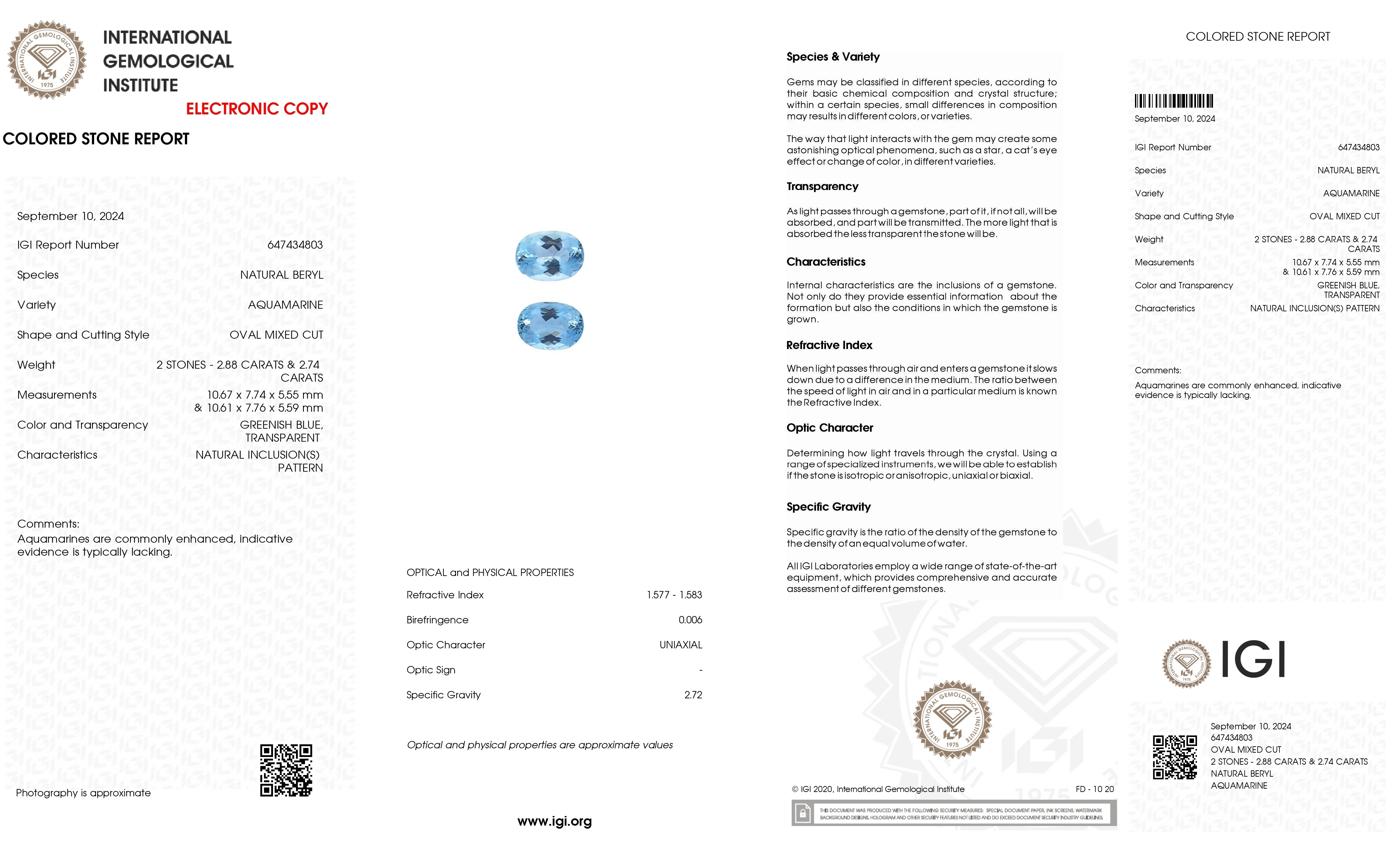 5.62 Ct.Tw. Aquamarine Pair from Brazil