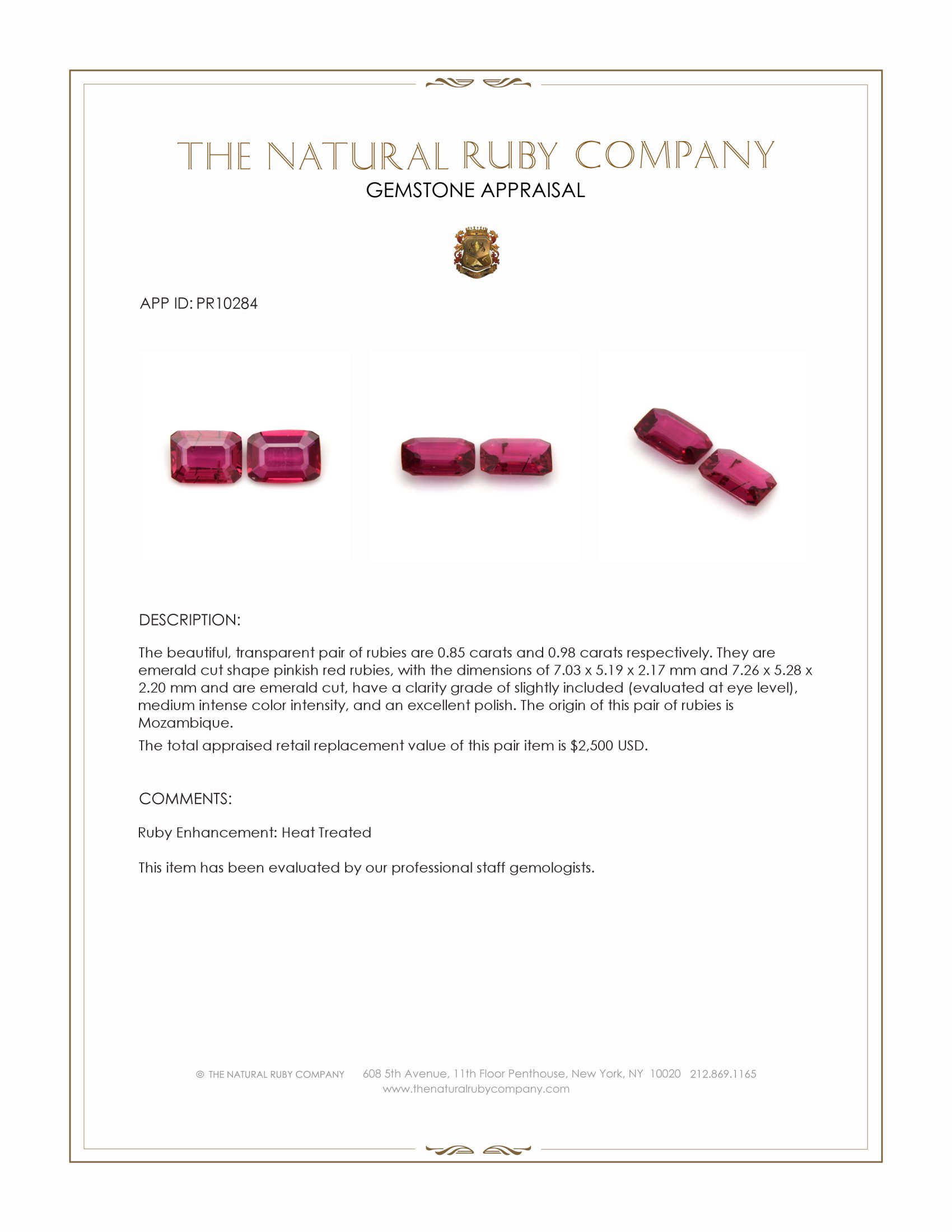 1.83 Ct.Tw. Pinkish Red Ruby Pair from Mozambique
