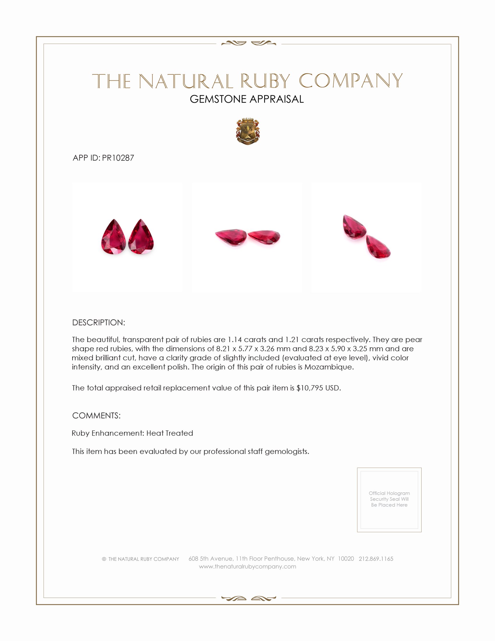2.35 Ct.Tw. Ruby Pair from Mozambique