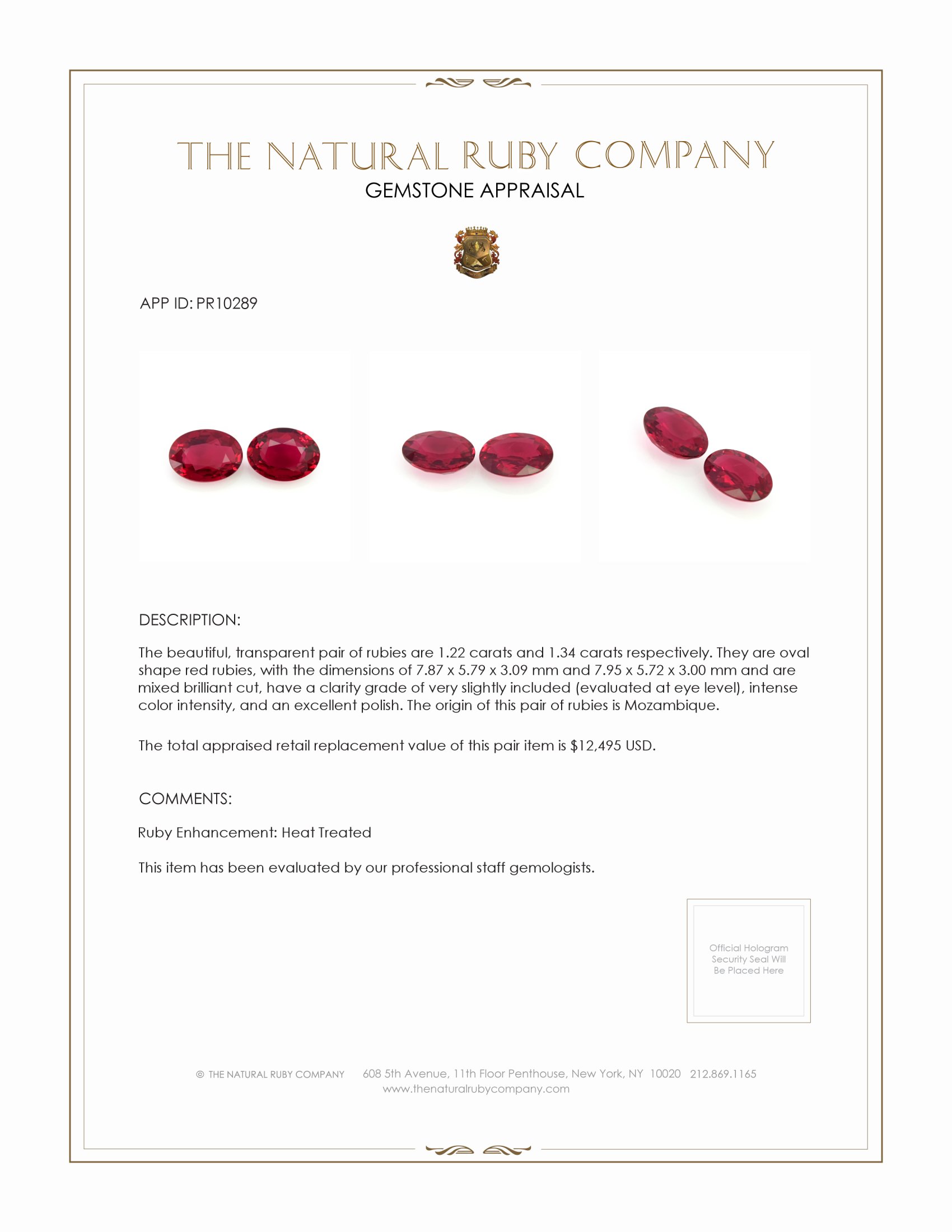 2.56 Ct.Tw. Ruby Pair from Mozambique