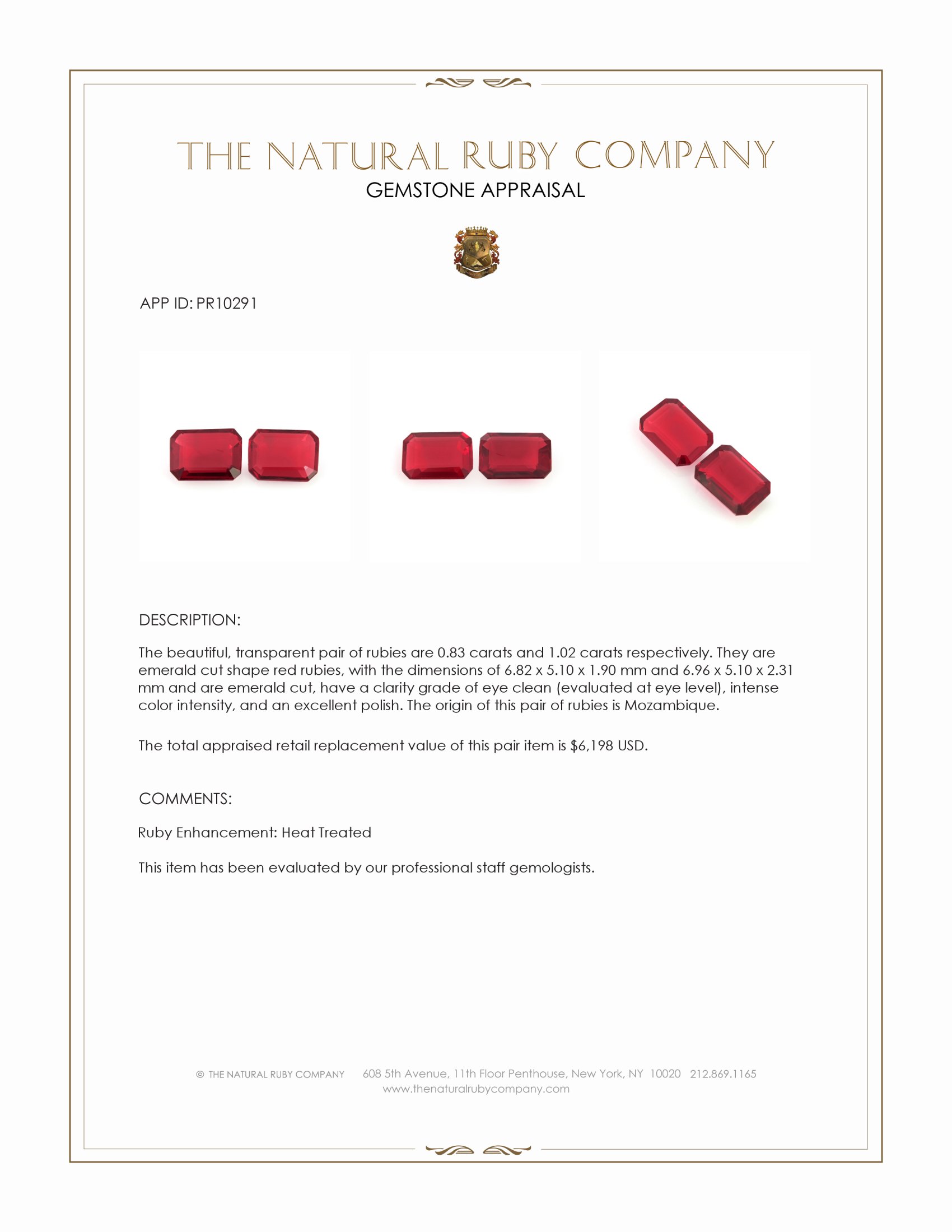 1.85 Ct.Tw. Ruby Pair from Mozambique