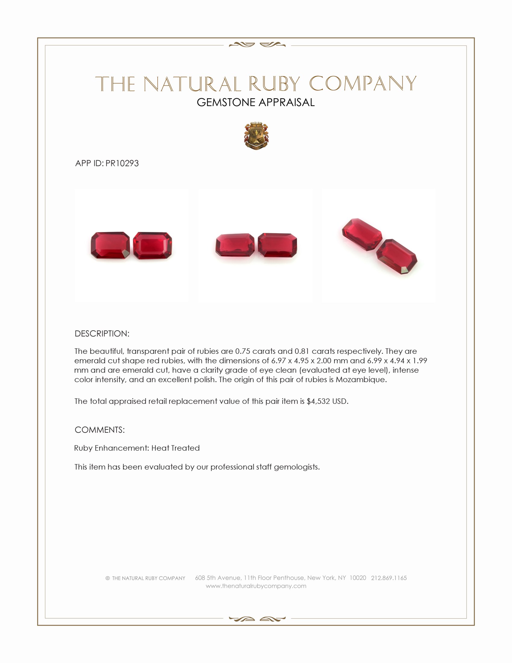 1.56 Ct.Tw. Ruby Pair from Mozambique