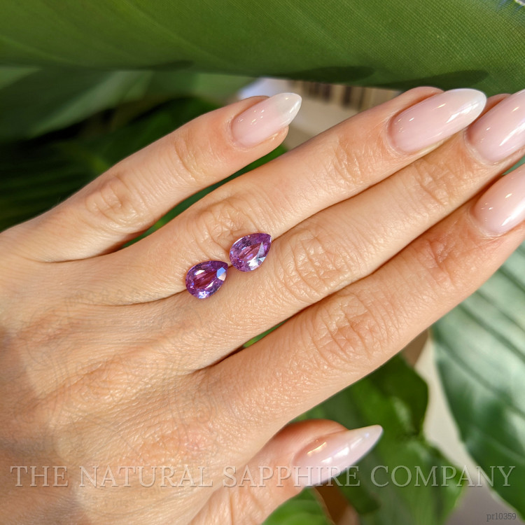 3.37 Ct.Tw. Pinkish Purple Sapphire Pair from Ceylon (Sri Lanka)
