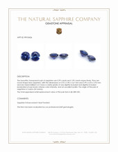 2.08 Ct.Tw.Total Carat Weight Blue Sapphire Pair from Ceylon (Sri Lanka) Appraisal