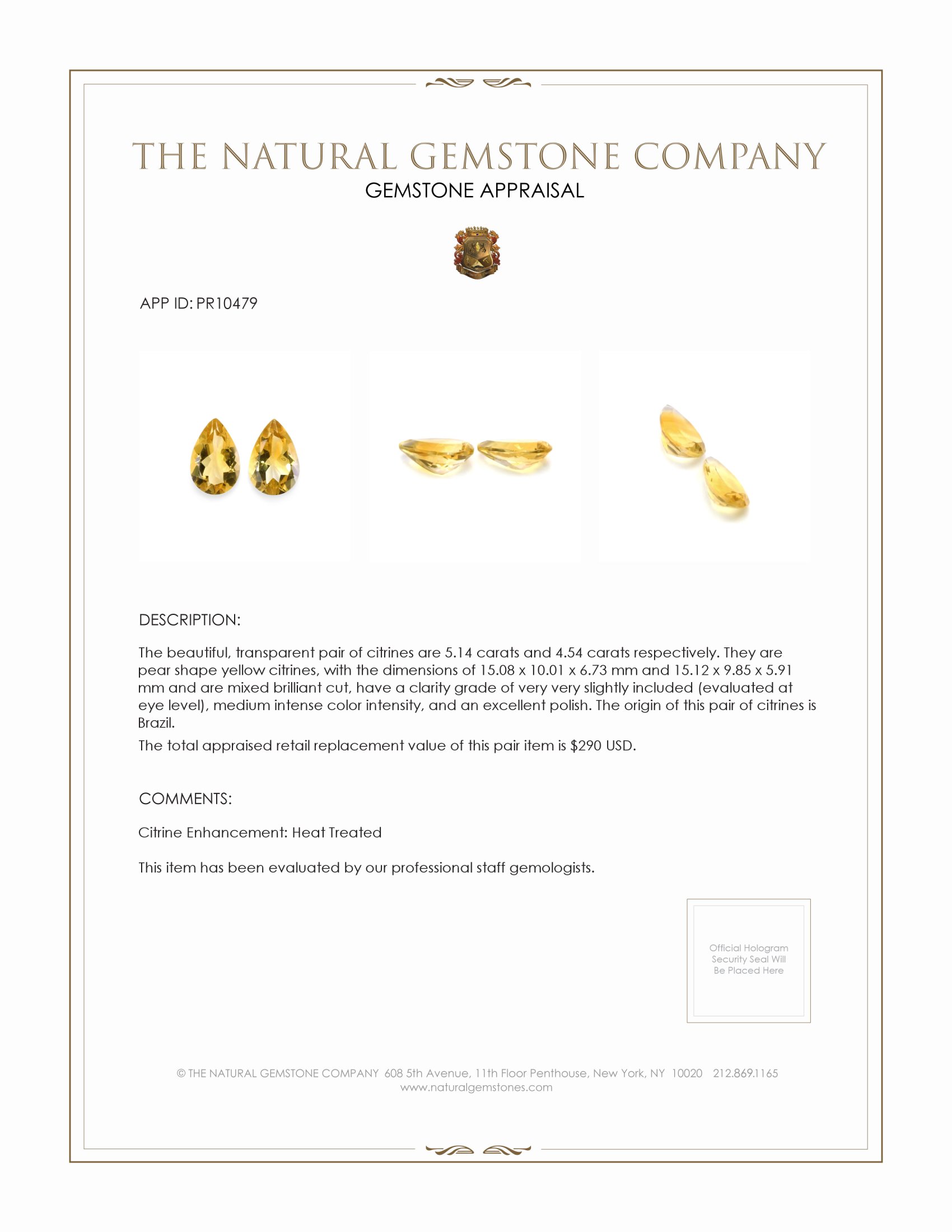 9.68 Ct.Tw. Citrine Pair from Brazil