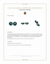 2.82 Ct.Tw.Total Carat Weight Bluish Green Sapphire Pair from Madagascar Appraisal