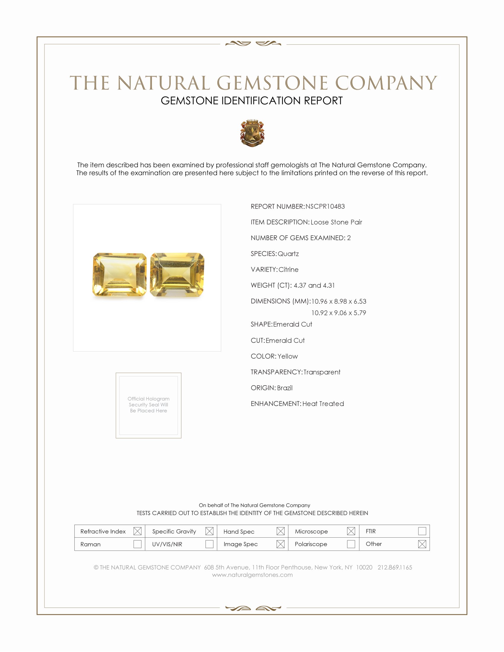 8.68 Ct.Tw. Citrine Pair from Brazil