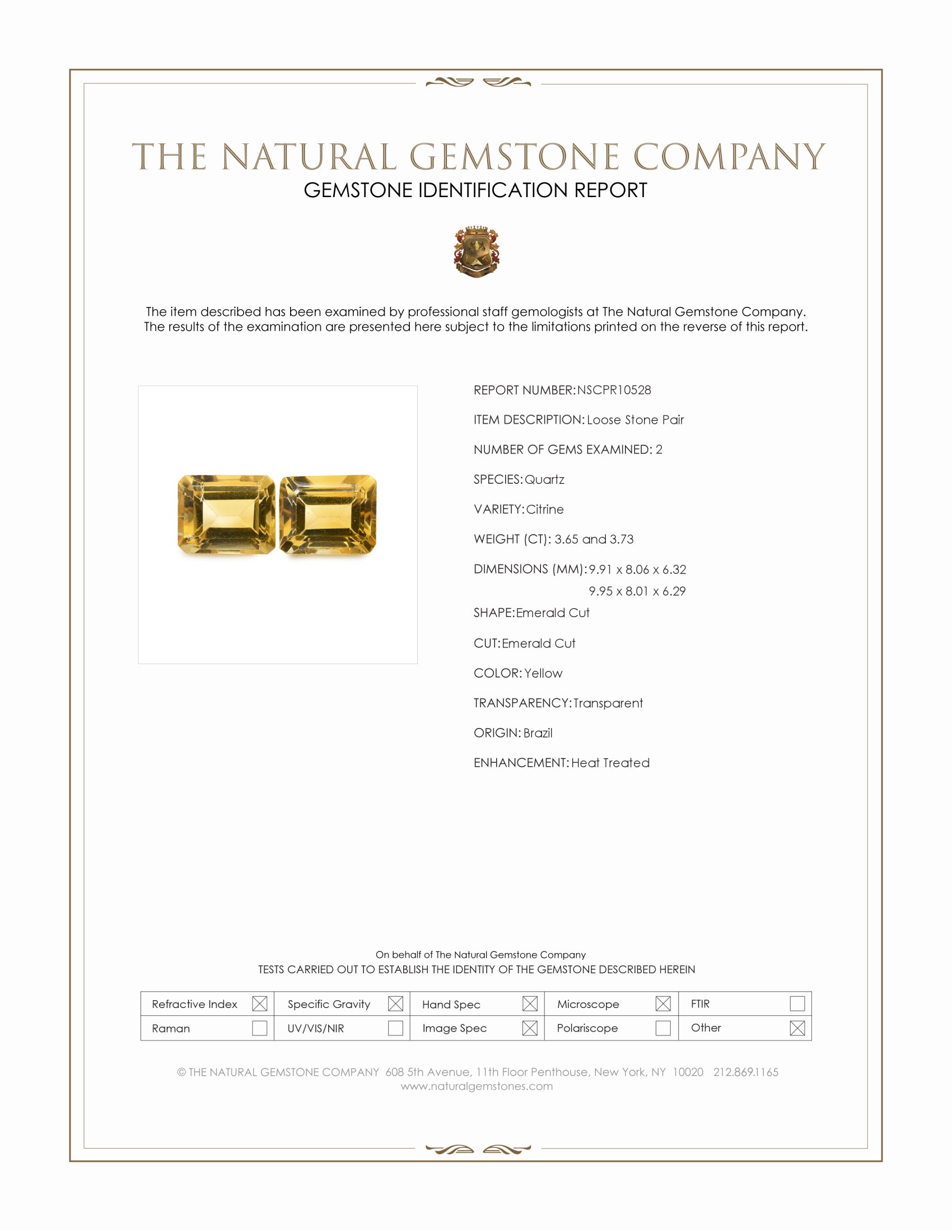 7.38 Ct.Tw. Yellow Citrine Pair from Brazil