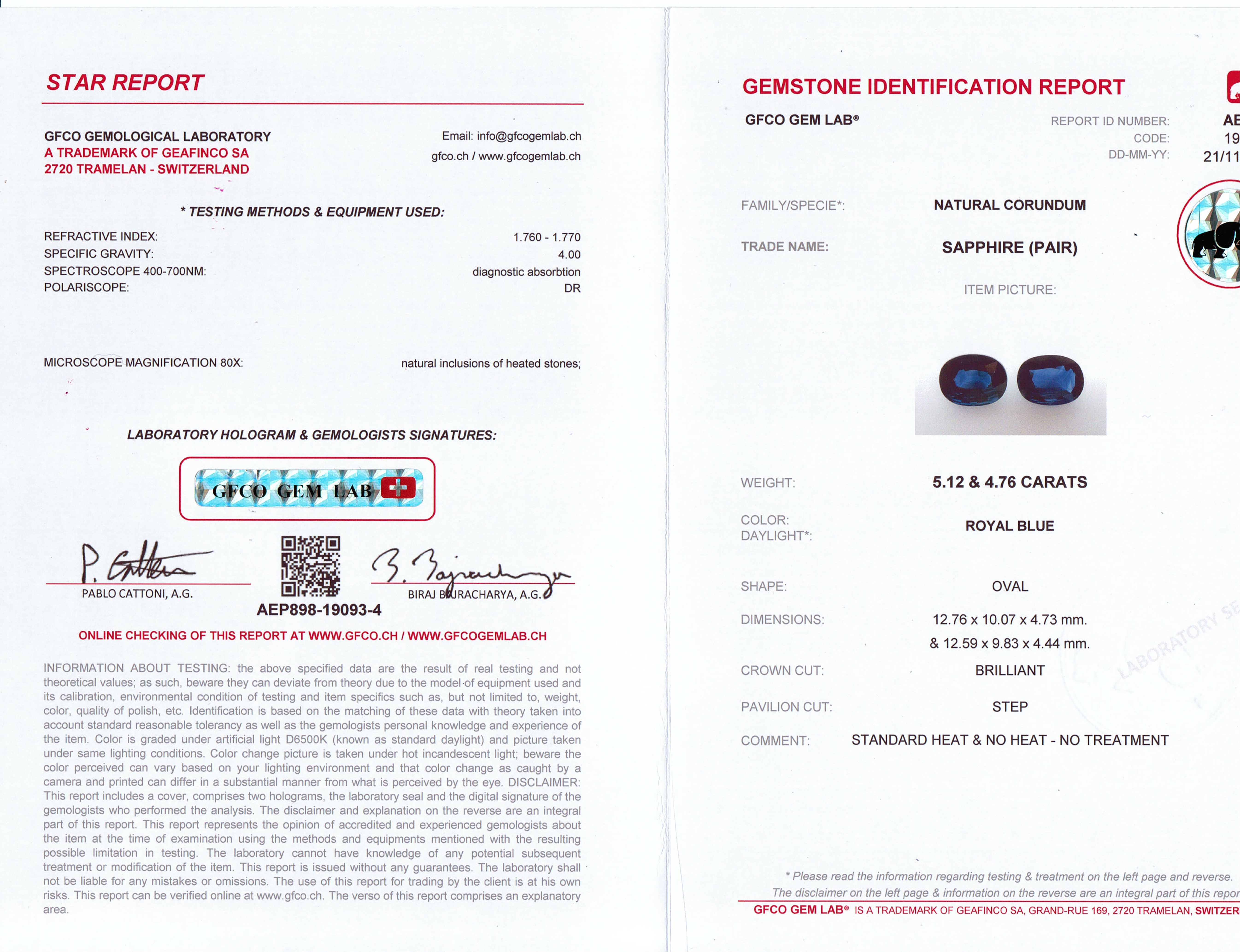 9.86 Ct.Tw. Blue Sapphire Pair from Madagascar