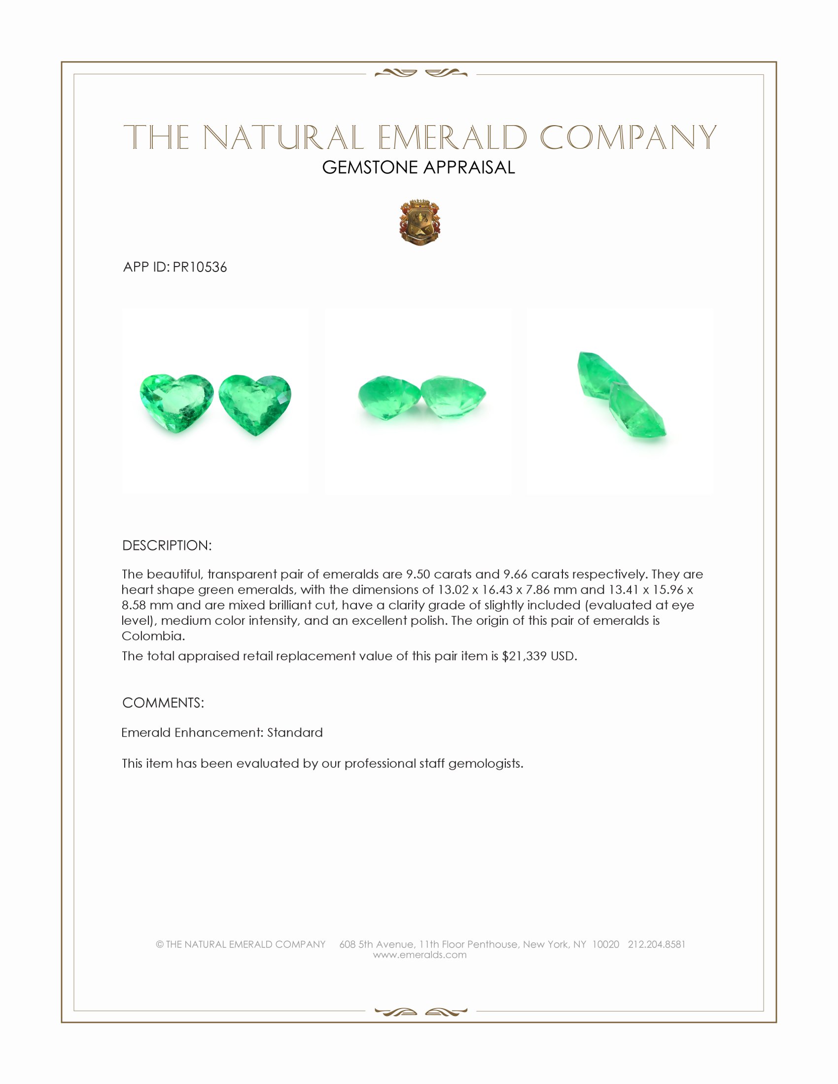 19.16 Ct.Tw. Emerald Pair from Colombia