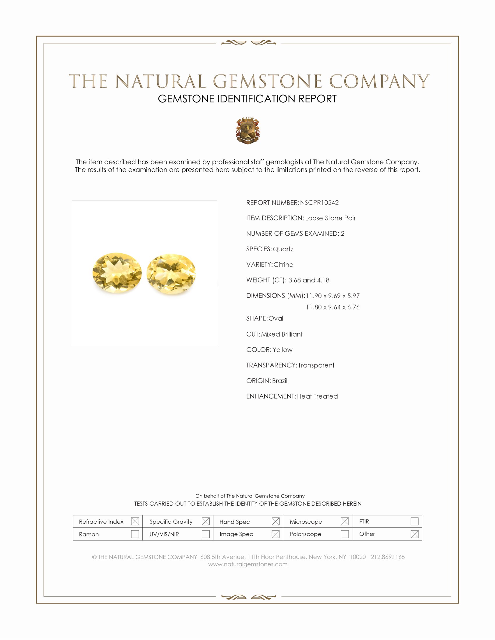 7.86 Ct.Tw. Citrine Pair from Brazil