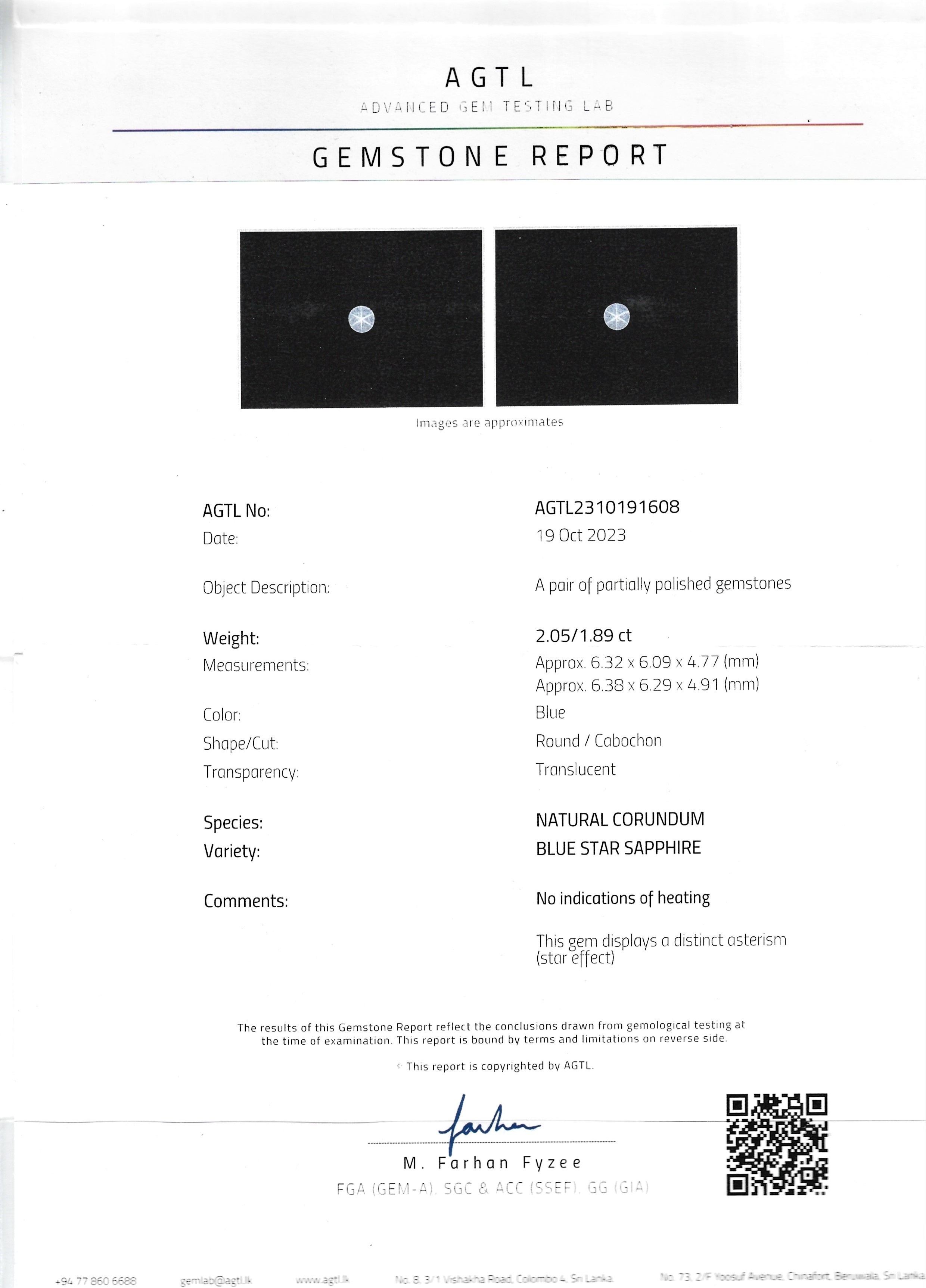 3.94 Ct.Tw. Blue Star Sapphire Pair from Ceylon (Sri Lanka)