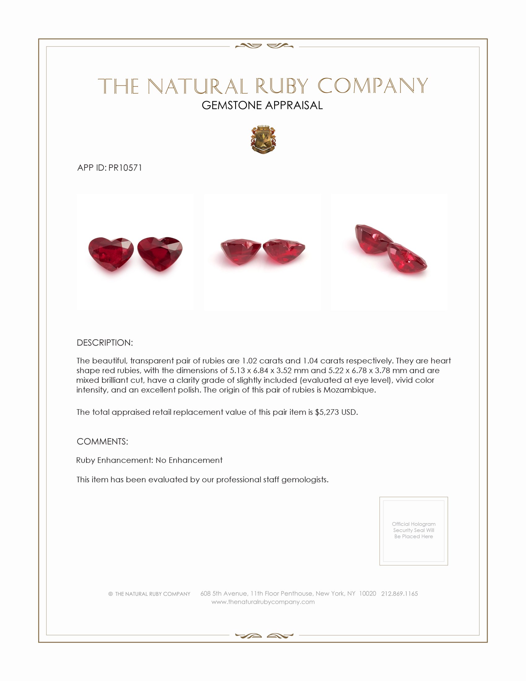 2.06 Ct.Tw. Ruby Pair from Mozambique