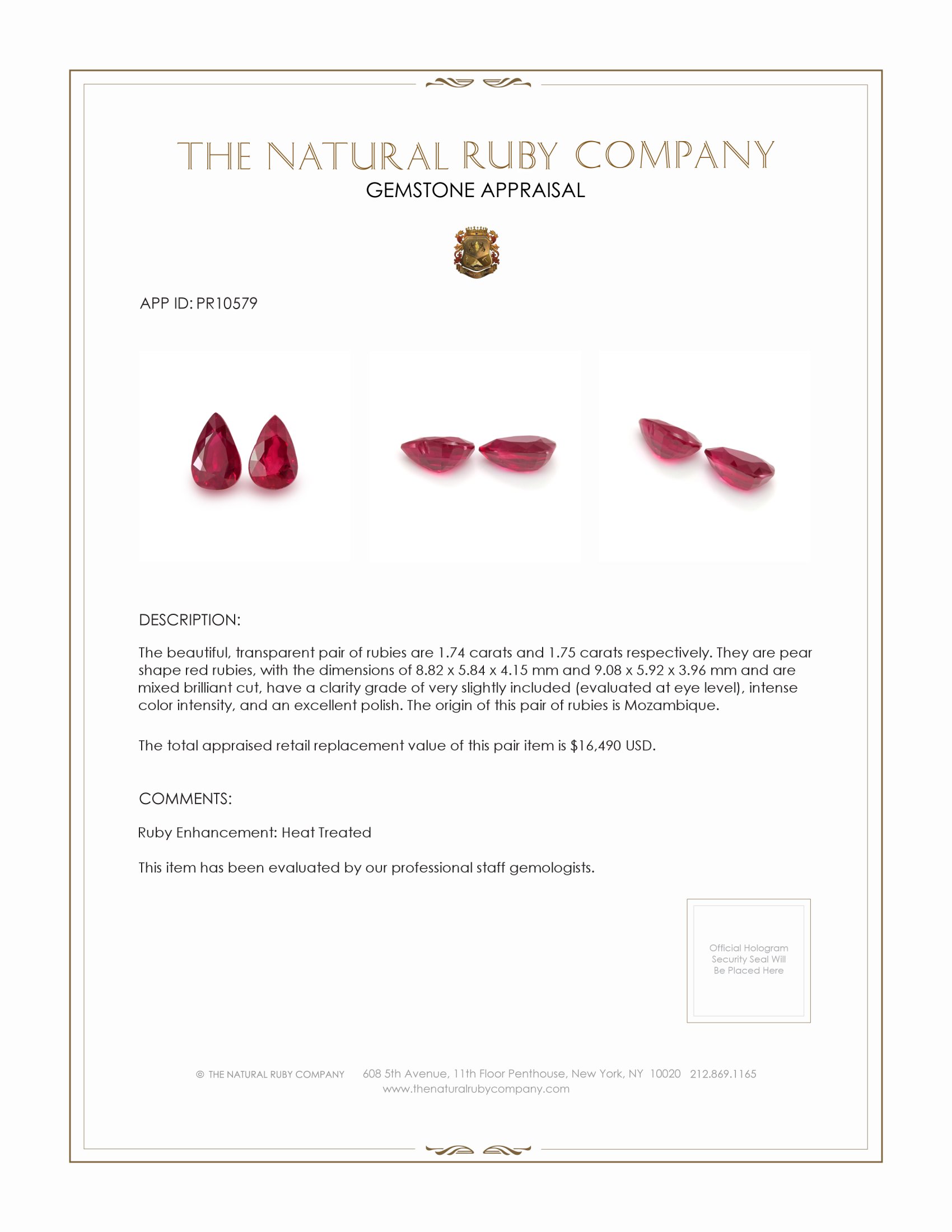 3.49 Ct.Tw. Ruby Pair from Mozambique