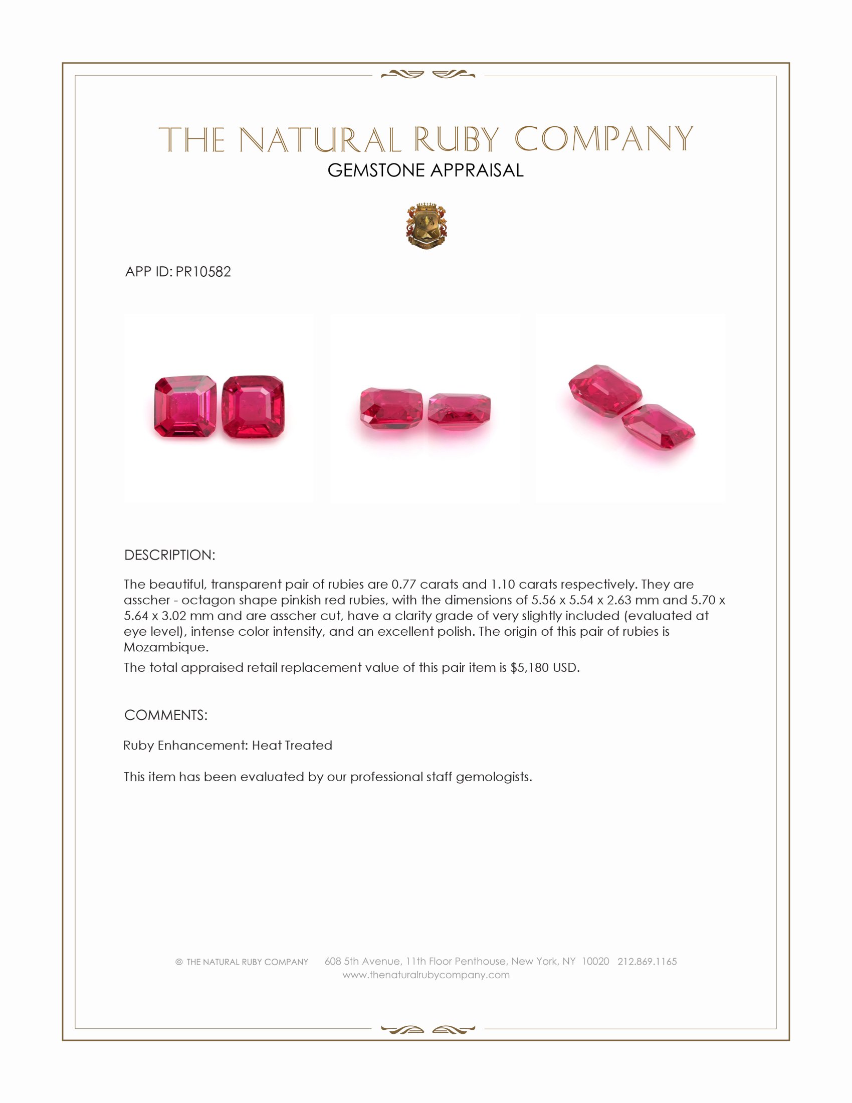 1.87 Ct.Tw. Ruby Pair from Mozambique