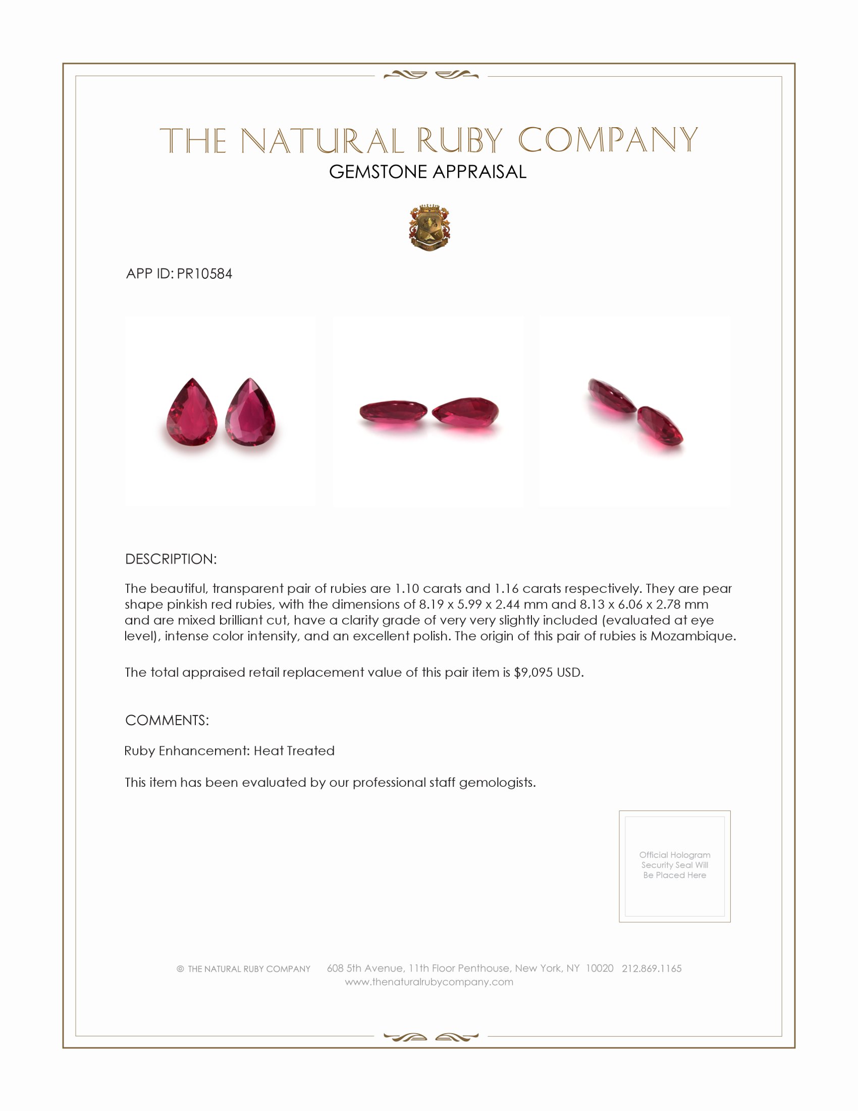 2.26 Ct.Tw. Ruby Pair from Mozambique