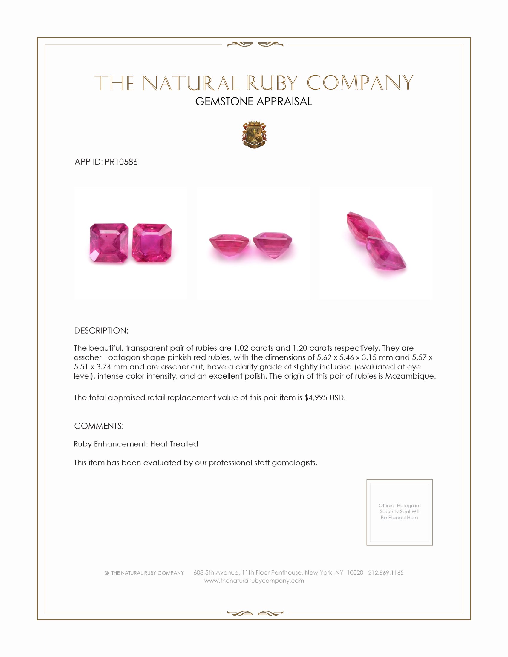 2.22 Ct.Tw. Ruby Pair from Mozambique