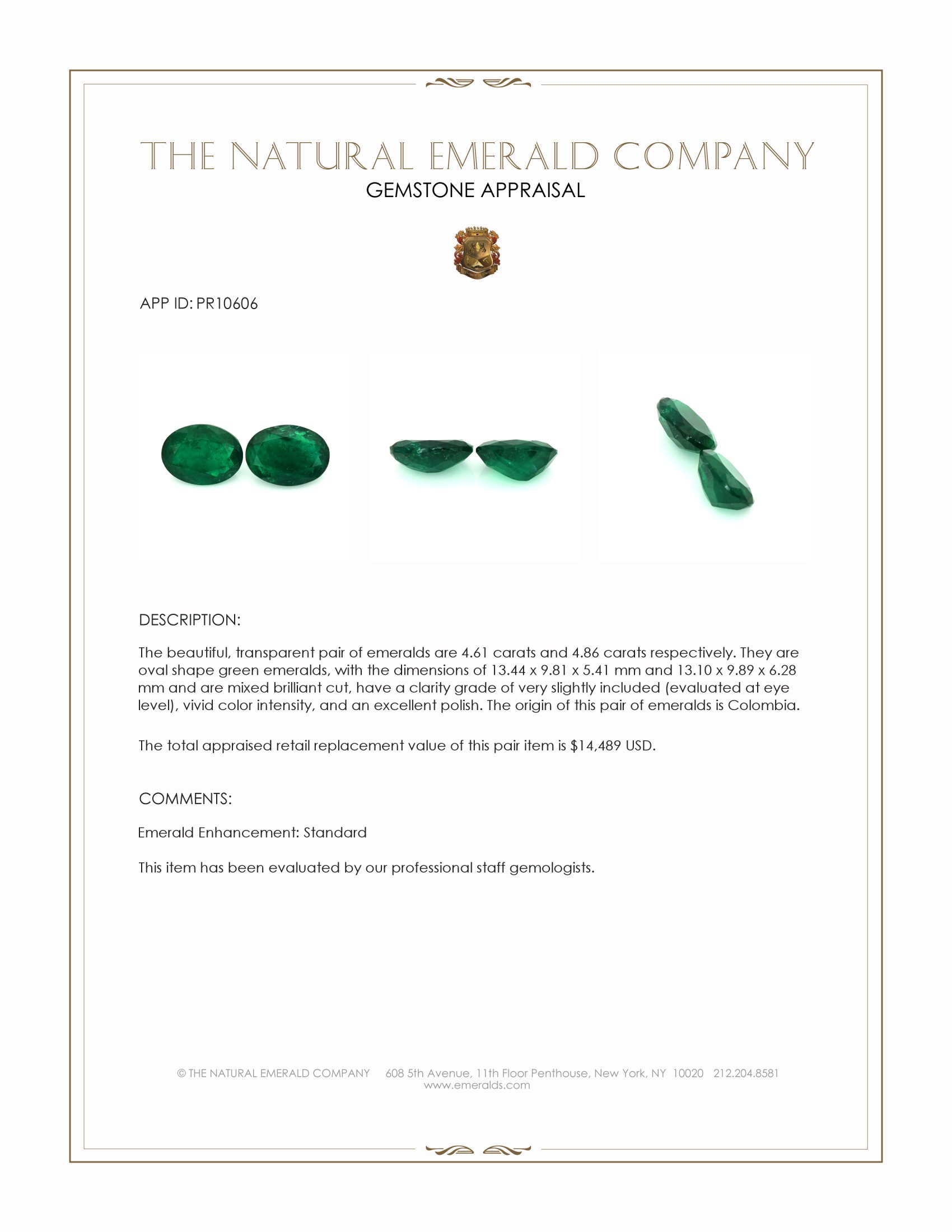9.47 Ct.Tw. Emerald Pair from Colombia