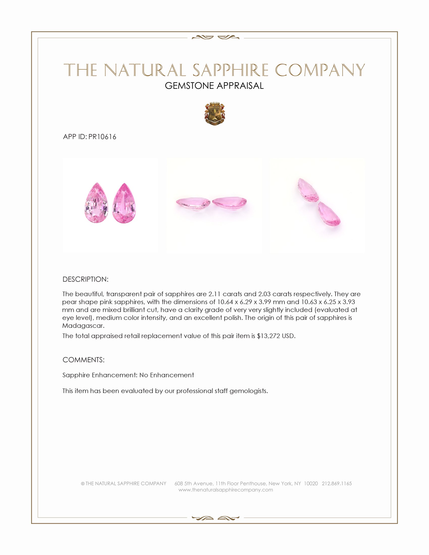 4.14 Ct.Tw. Pink Sapphire Pair from Madagascar