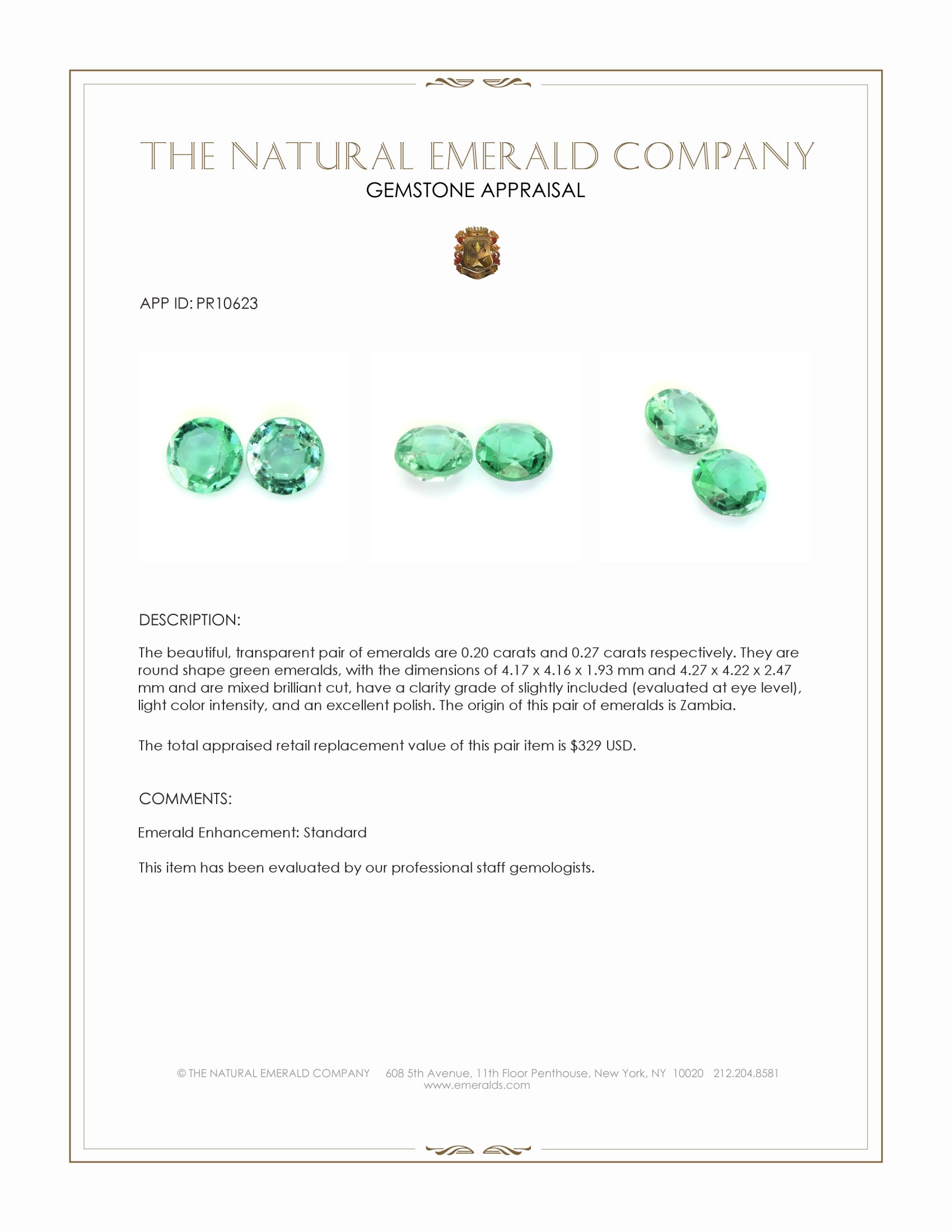 0.47 Ct.Tw. Emerald Pair from Zambia