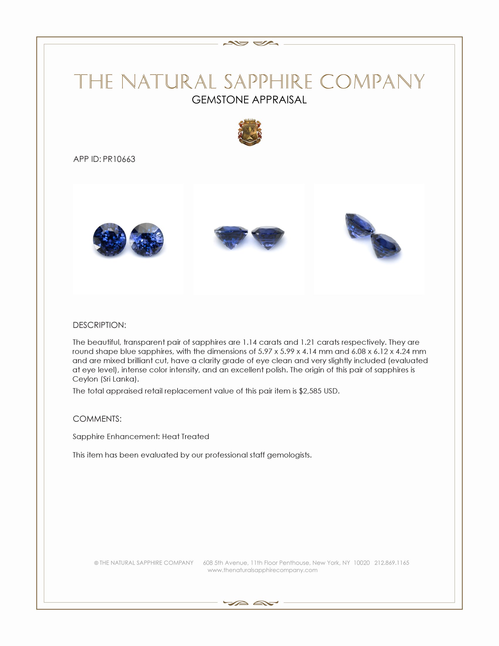 2.35 Ct.Tw. Blue Sapphire Pair from Ceylon (Sri Lanka)