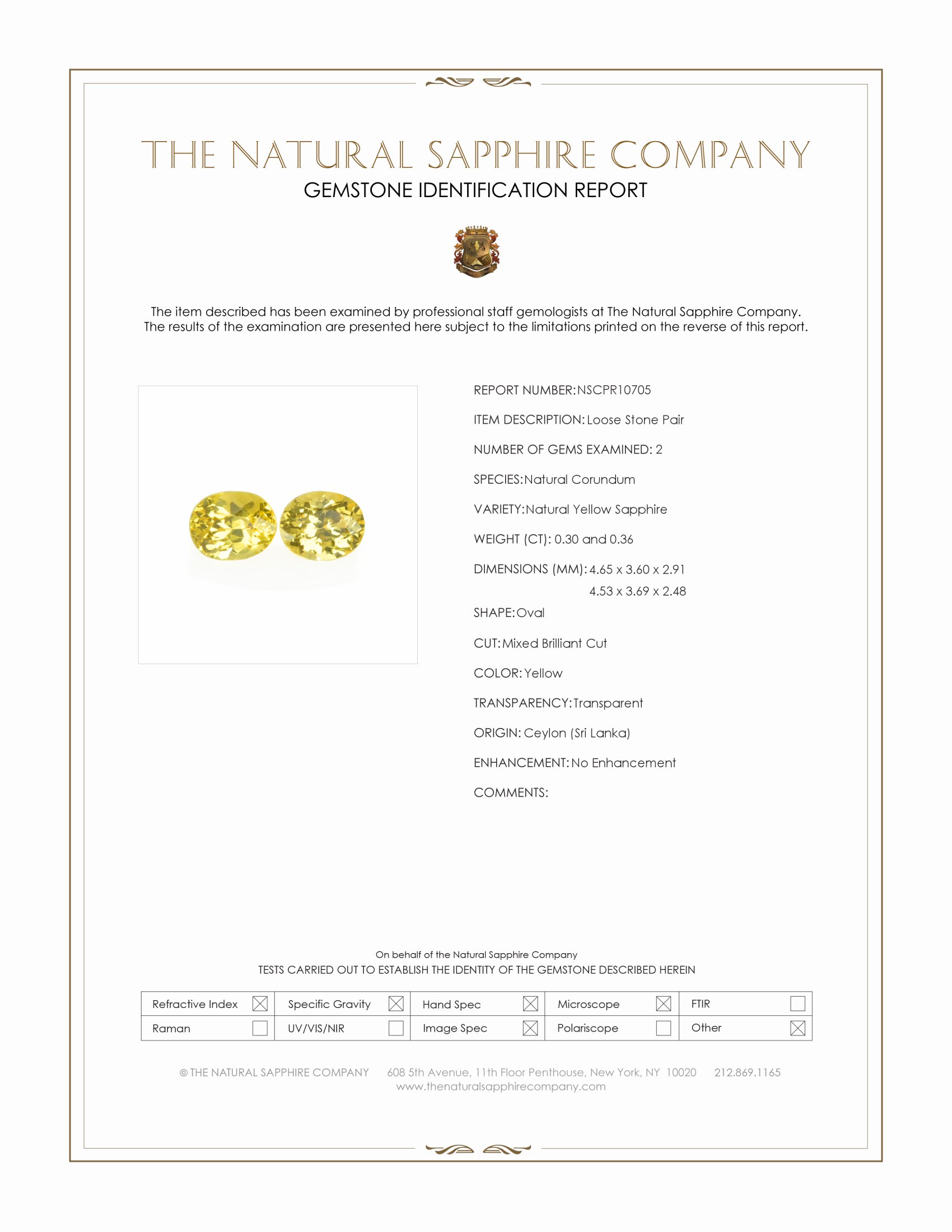 0.66 Ct.Tw. Yellow Sapphire Pair from Ceylon (Sri Lanka)