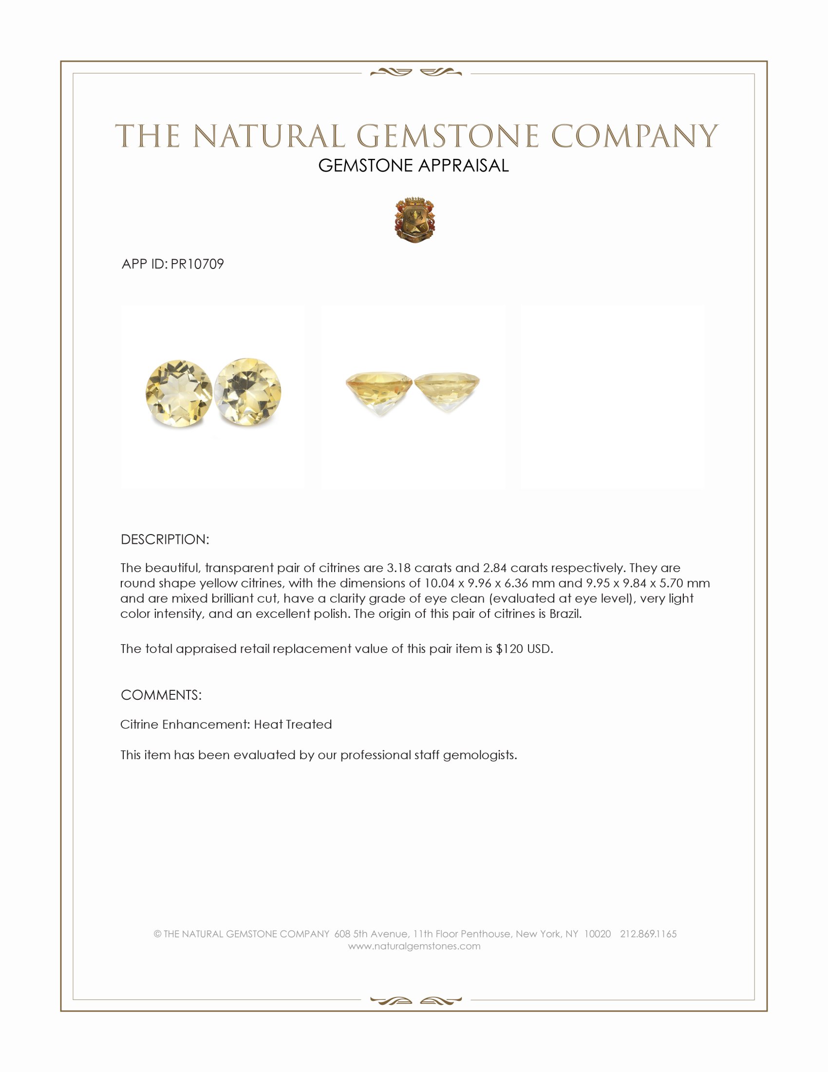 6.02 Ct.Tw. Yellow Citrine Pair from Brazil