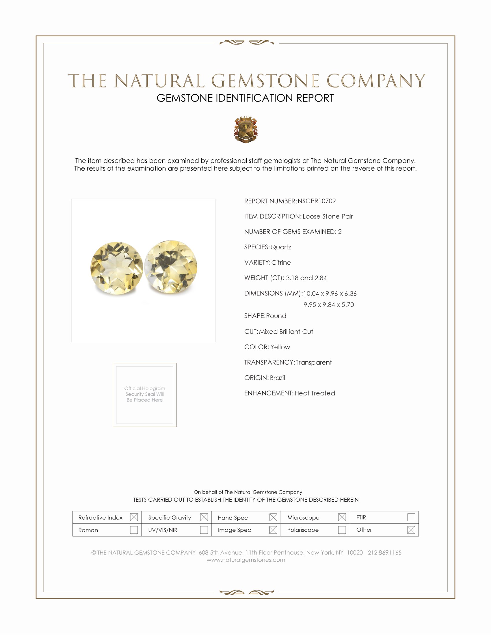 6.02 Ct.Tw. Yellow Citrine Pair from Brazil