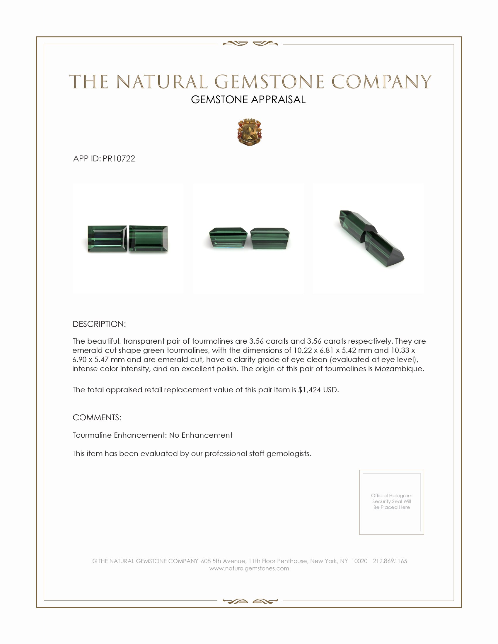 7.12 Ct.Tw. Tourmaline Pair from Mozambique