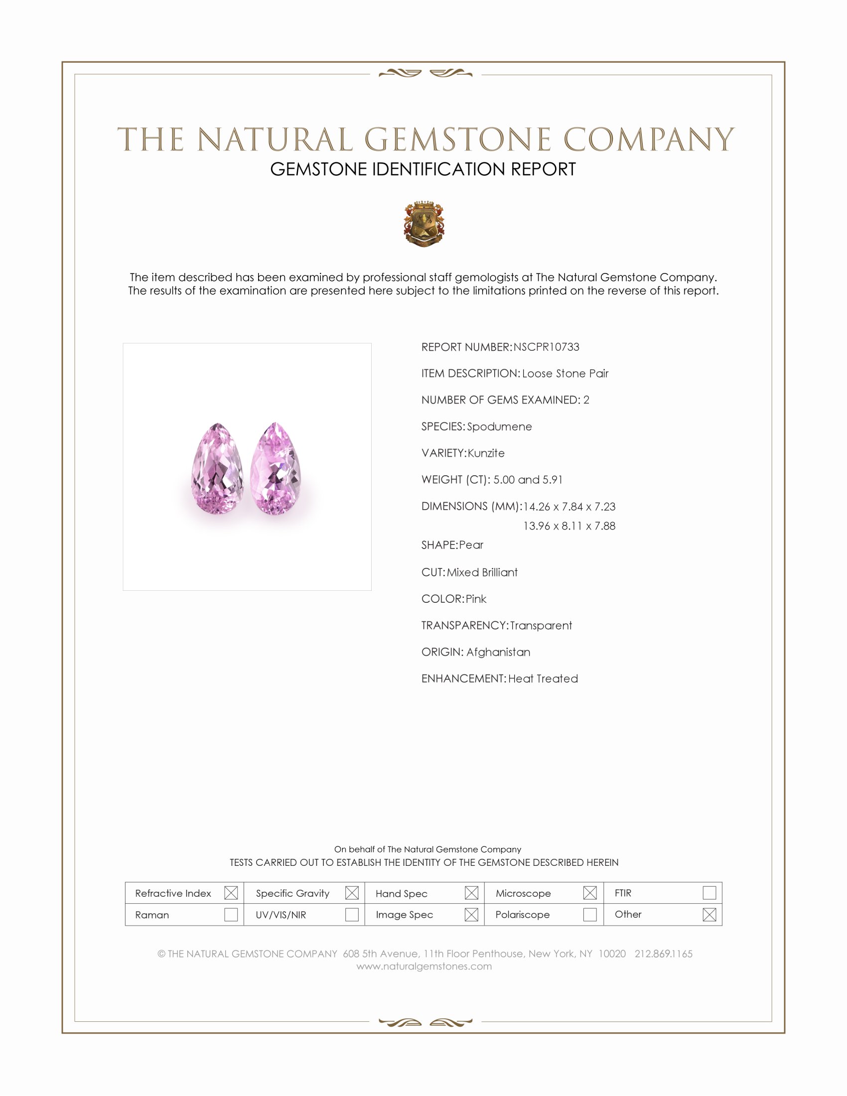 10.91 Ct.Tw. Kunzite Pair from Afghanistan