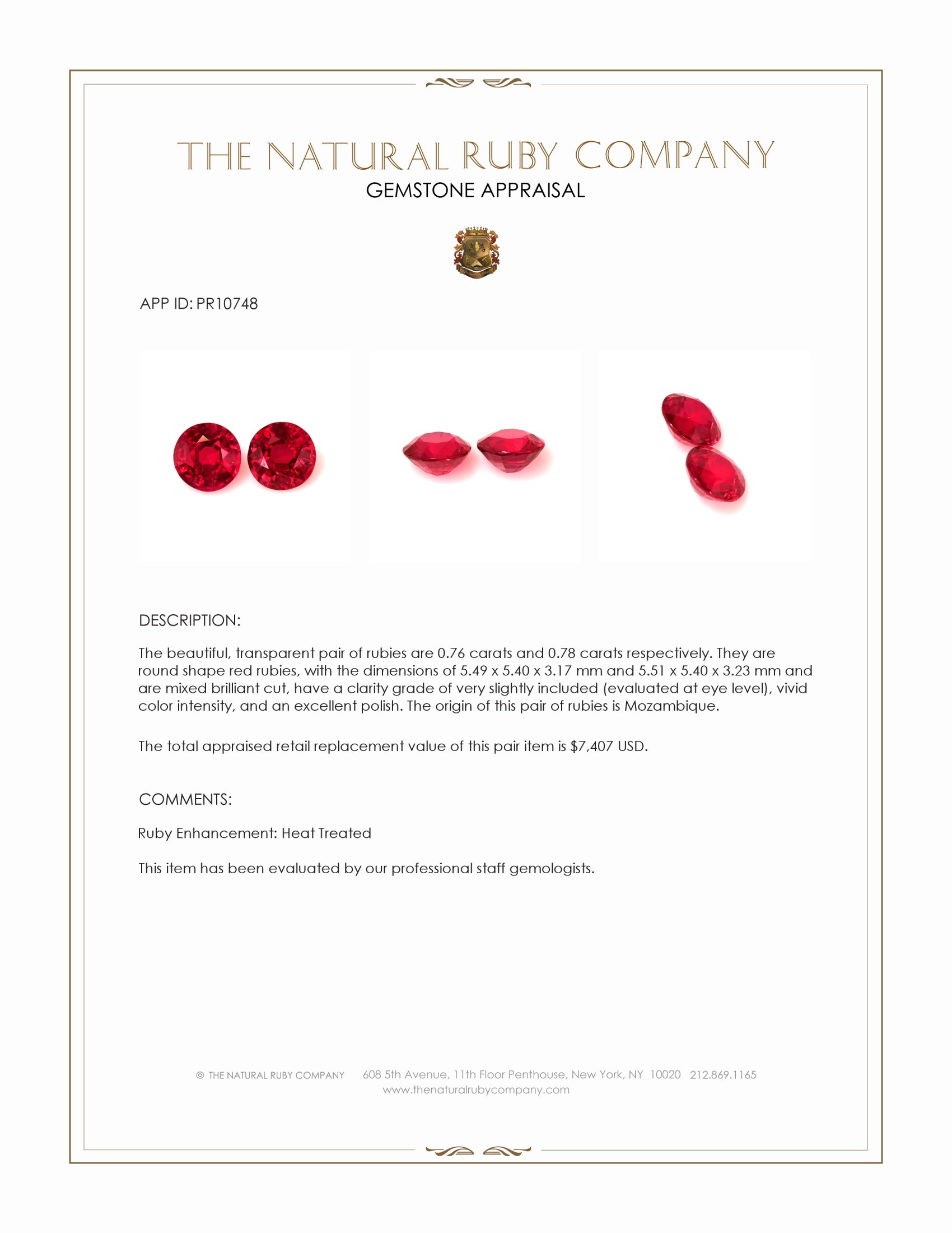 1.54 Ct.Tw. Ruby Pair from Mozambique