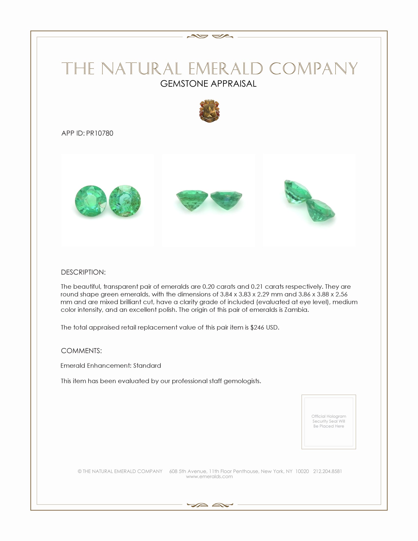 0.41 Ct.Tw. Emerald Pair from Zambia