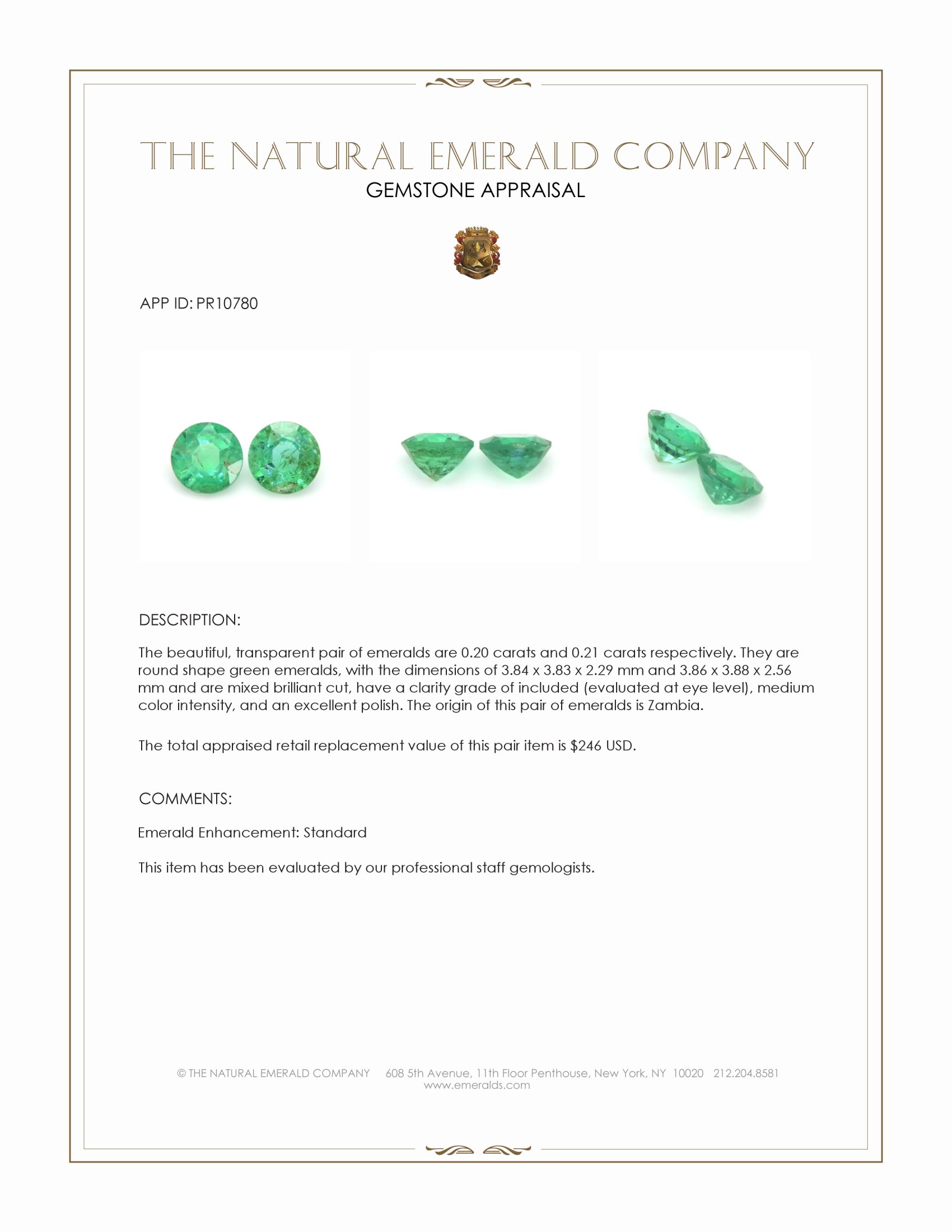 0.41 Ct.Tw. Emerald Pair from Zambia
