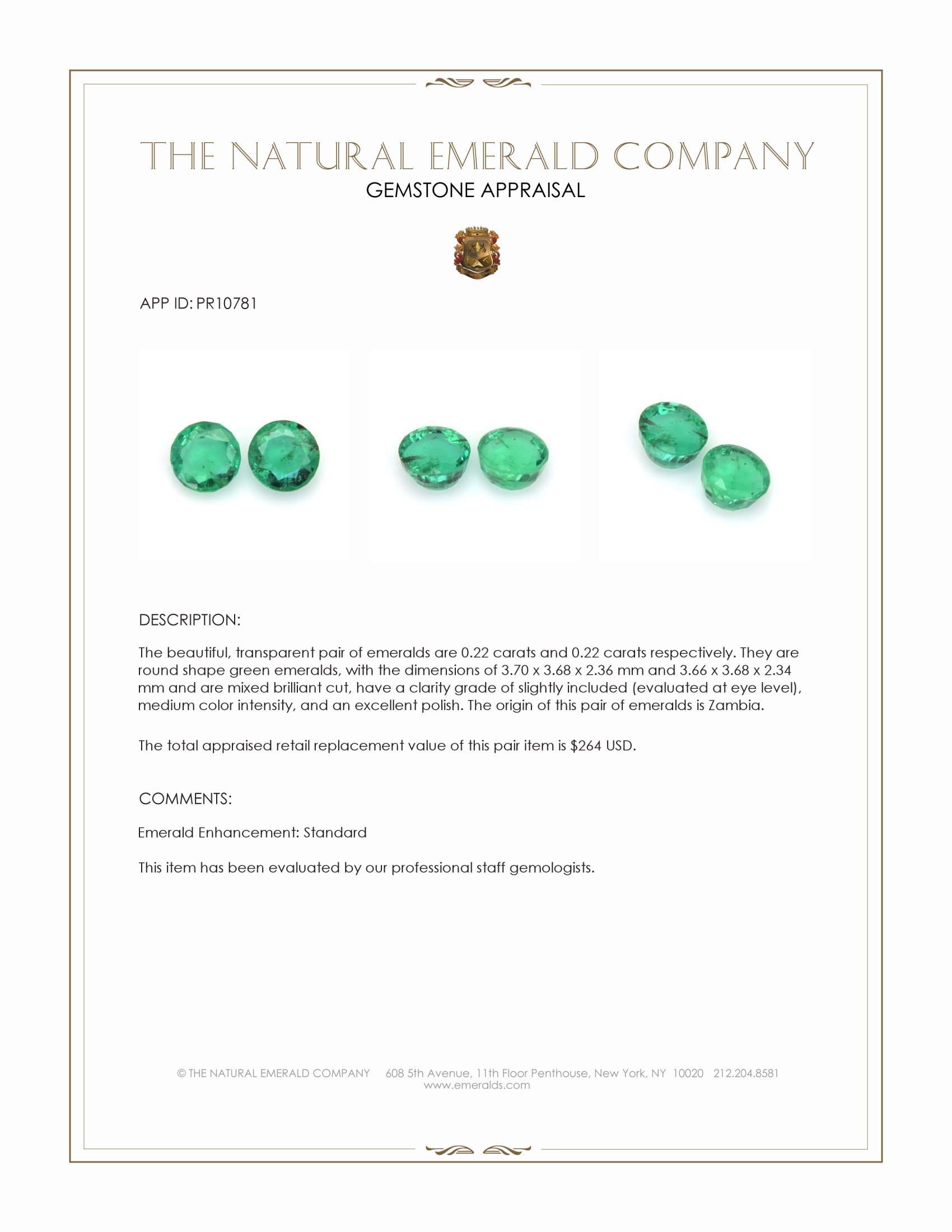 0.44 Ct.Tw. Emerald Pair from Zambia