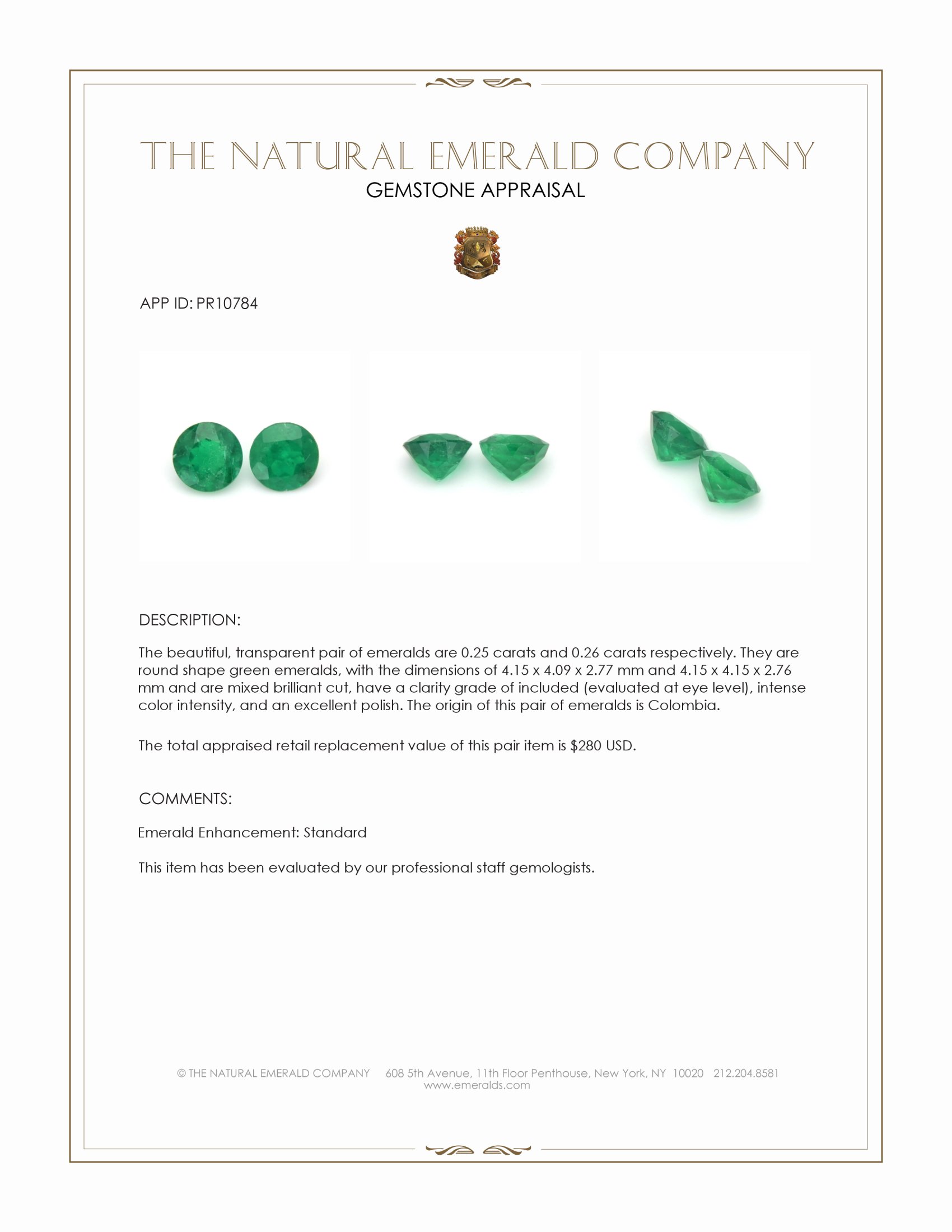 0.51 Ct.Tw. Emerald Pair from Colombia