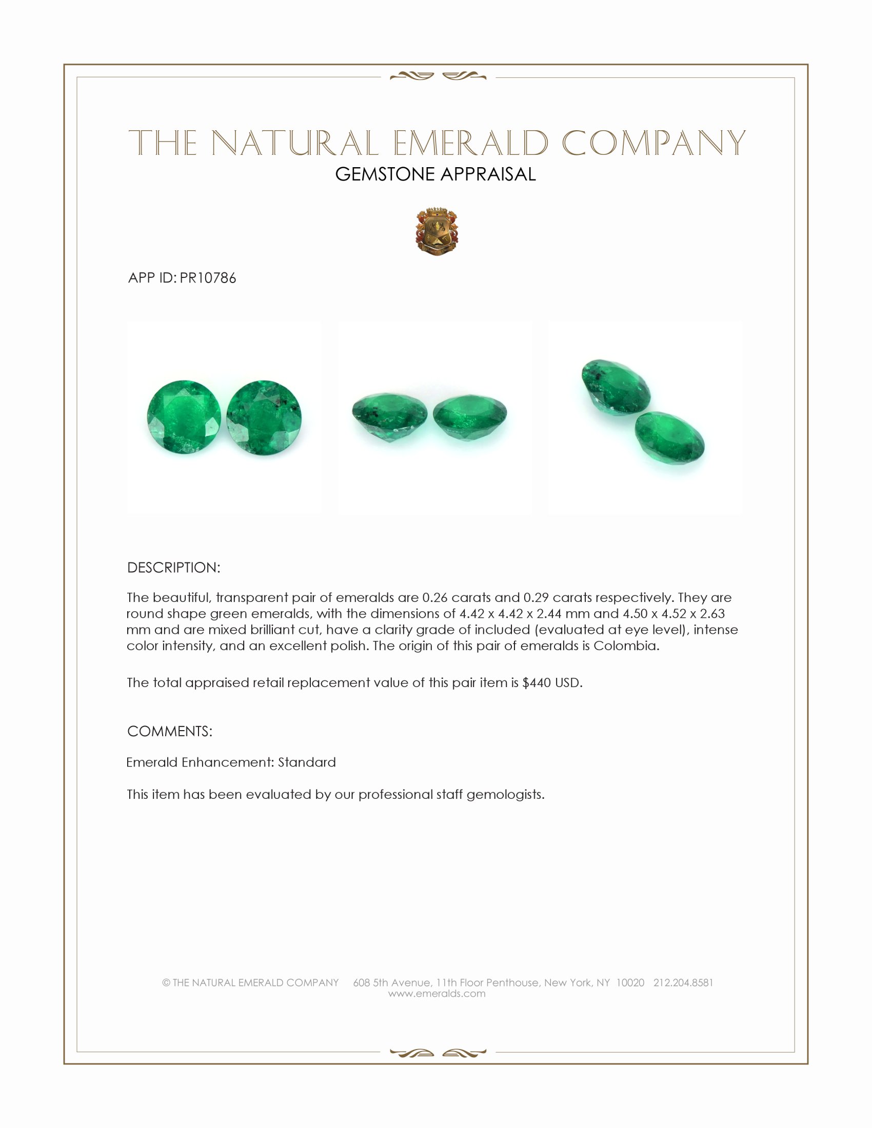 0.55 Ct.Tw. Emerald Pair from Colombia