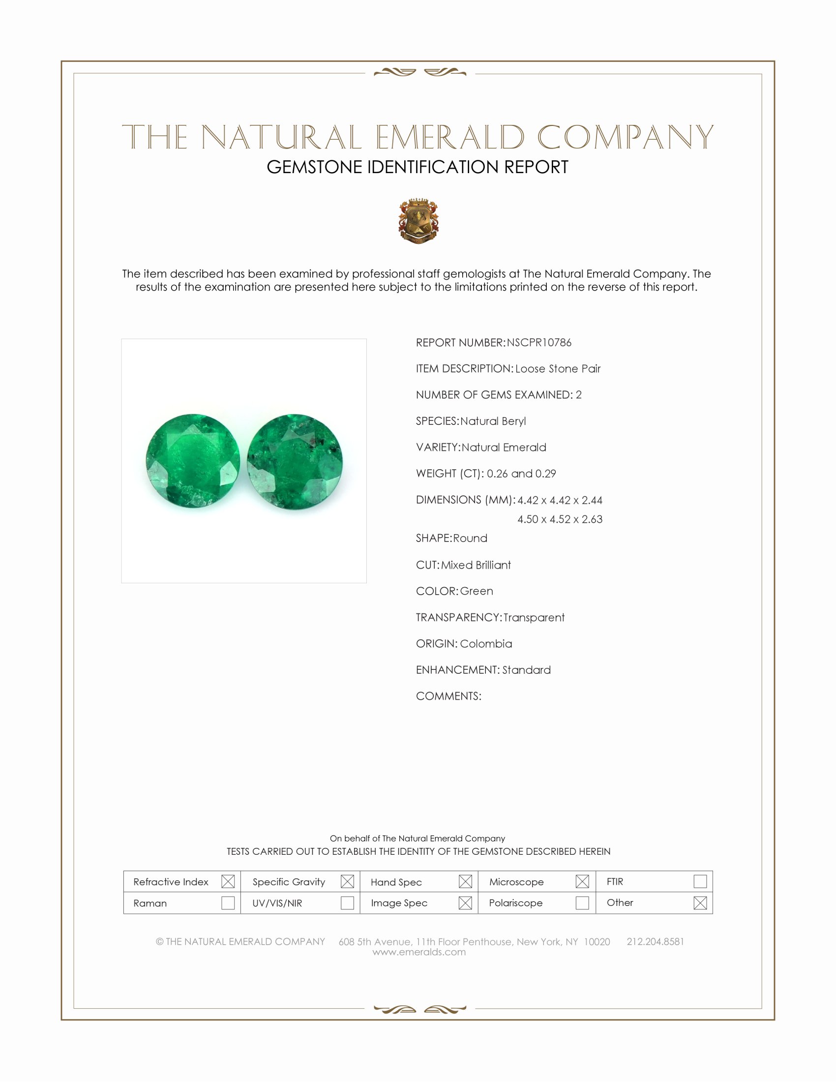 0.55 Ct.Tw. Emerald Pair from Colombia