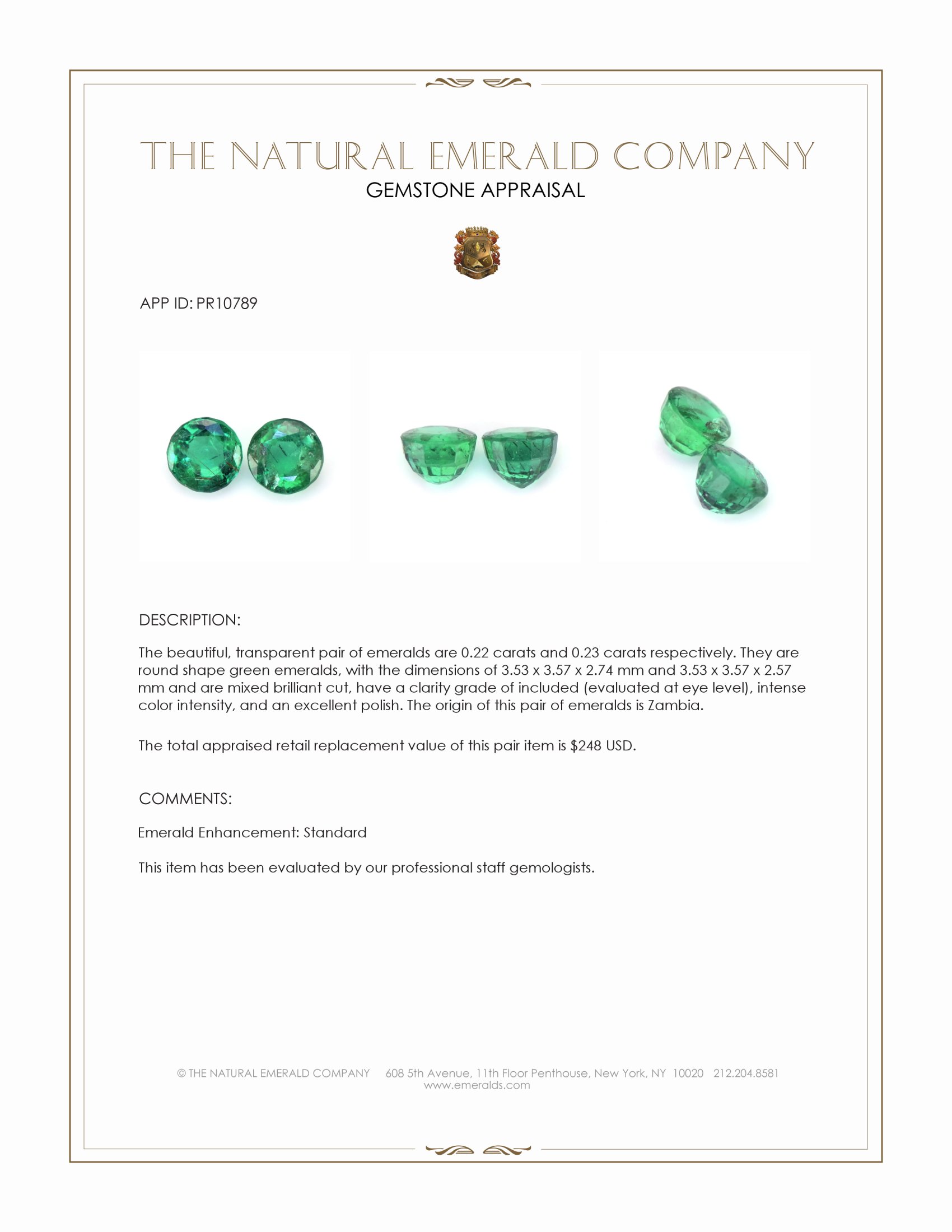0.45 Ct.Tw. Emerald Pair from Zambia