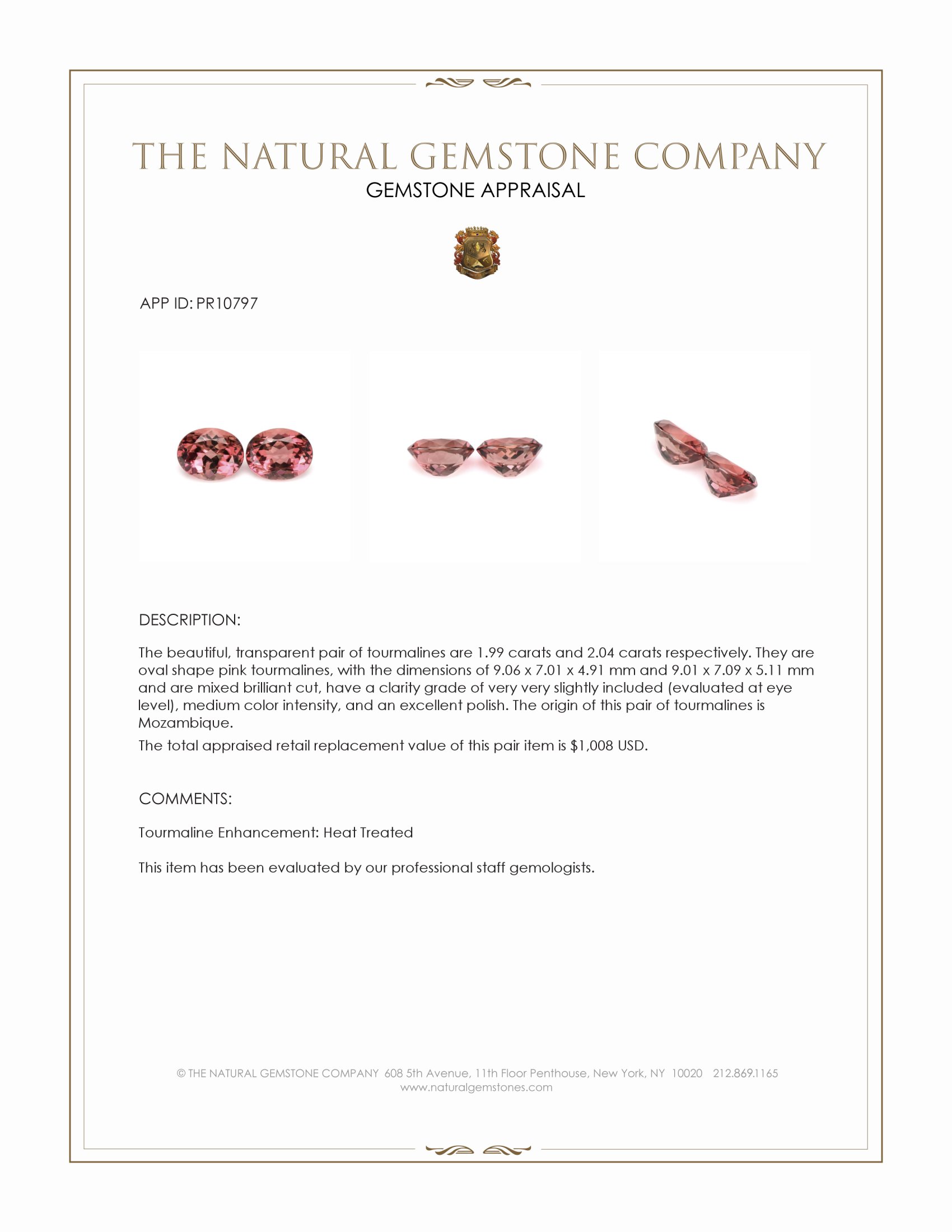 4.03 Ct.Tw. Pink Tourmaline Pair from Mozambique