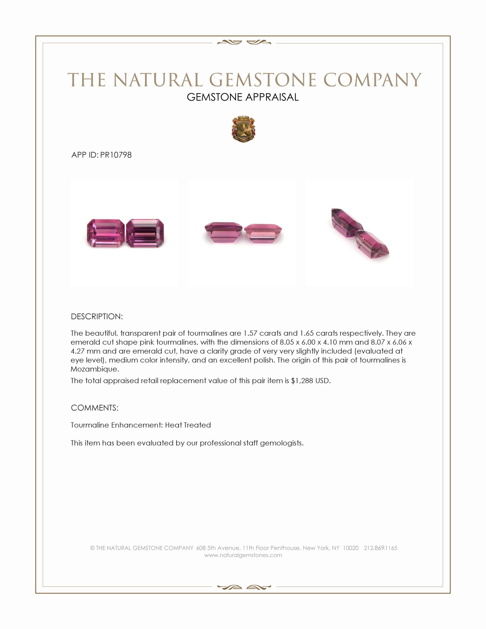 3.22 Ct.Tw. Pink Tourmaline Pair from Mozambique