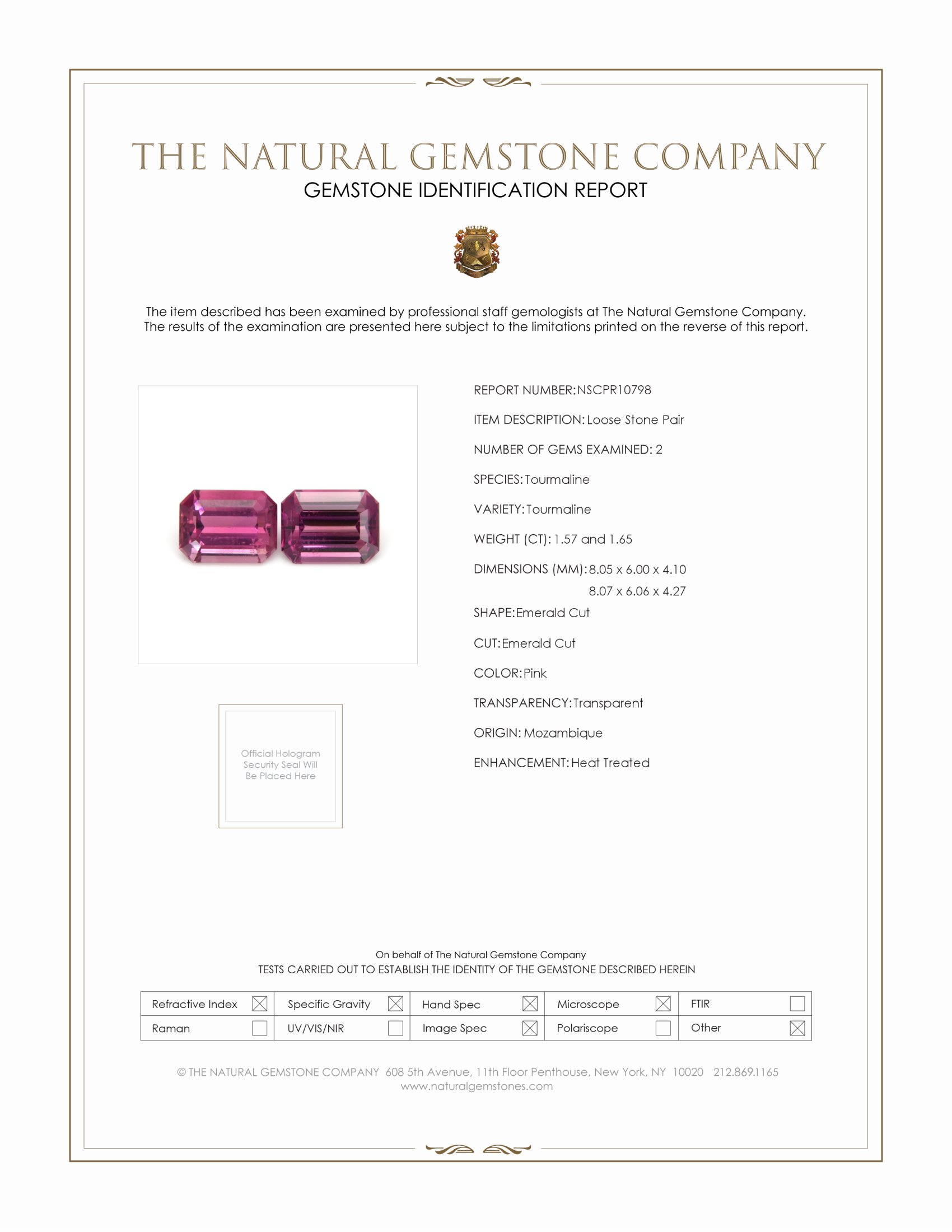 3.22 Ct.Tw. Pink Tourmaline Pair from Mozambique