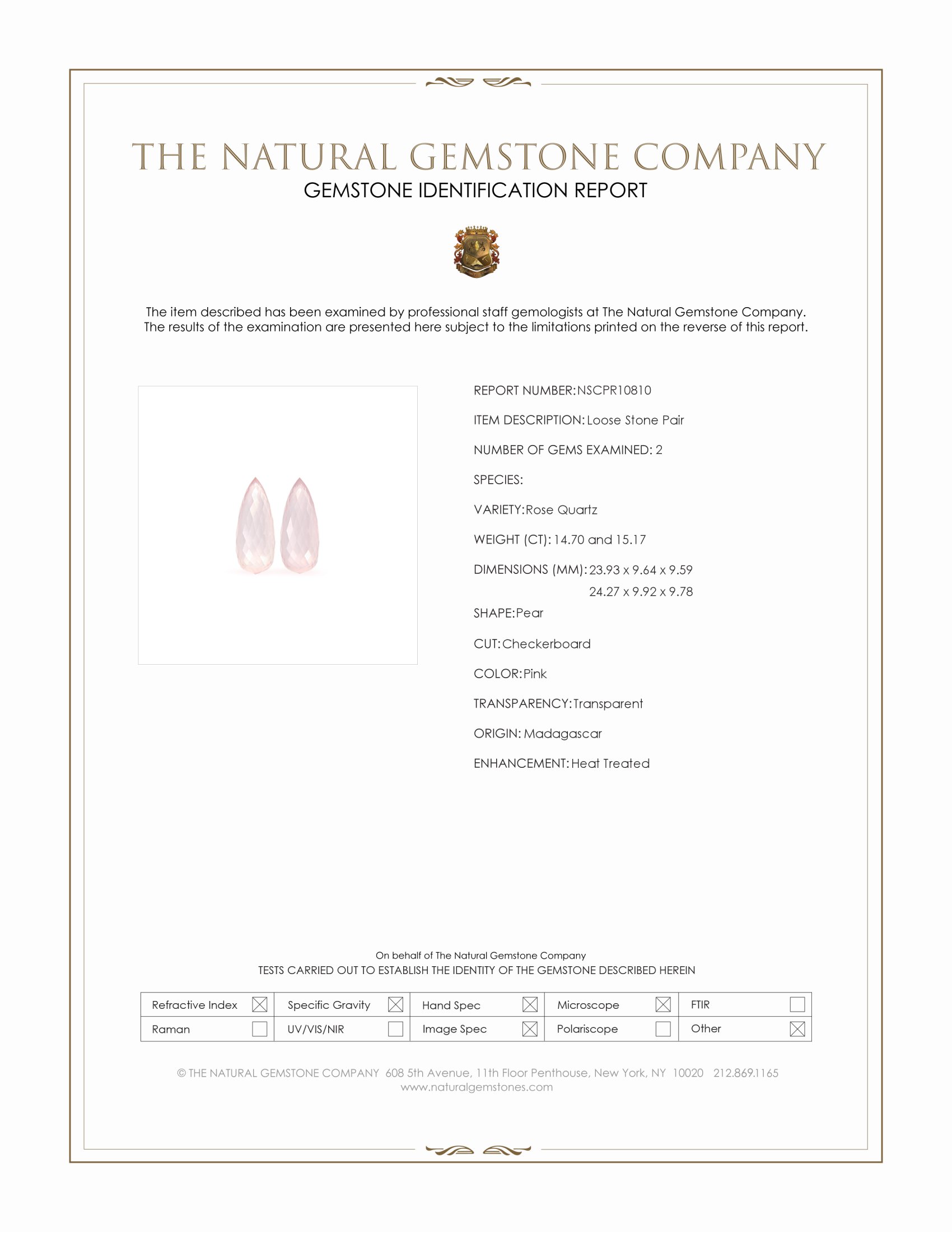 29.87 Ct.Tw. Rose Quartz Pair from Madagascar