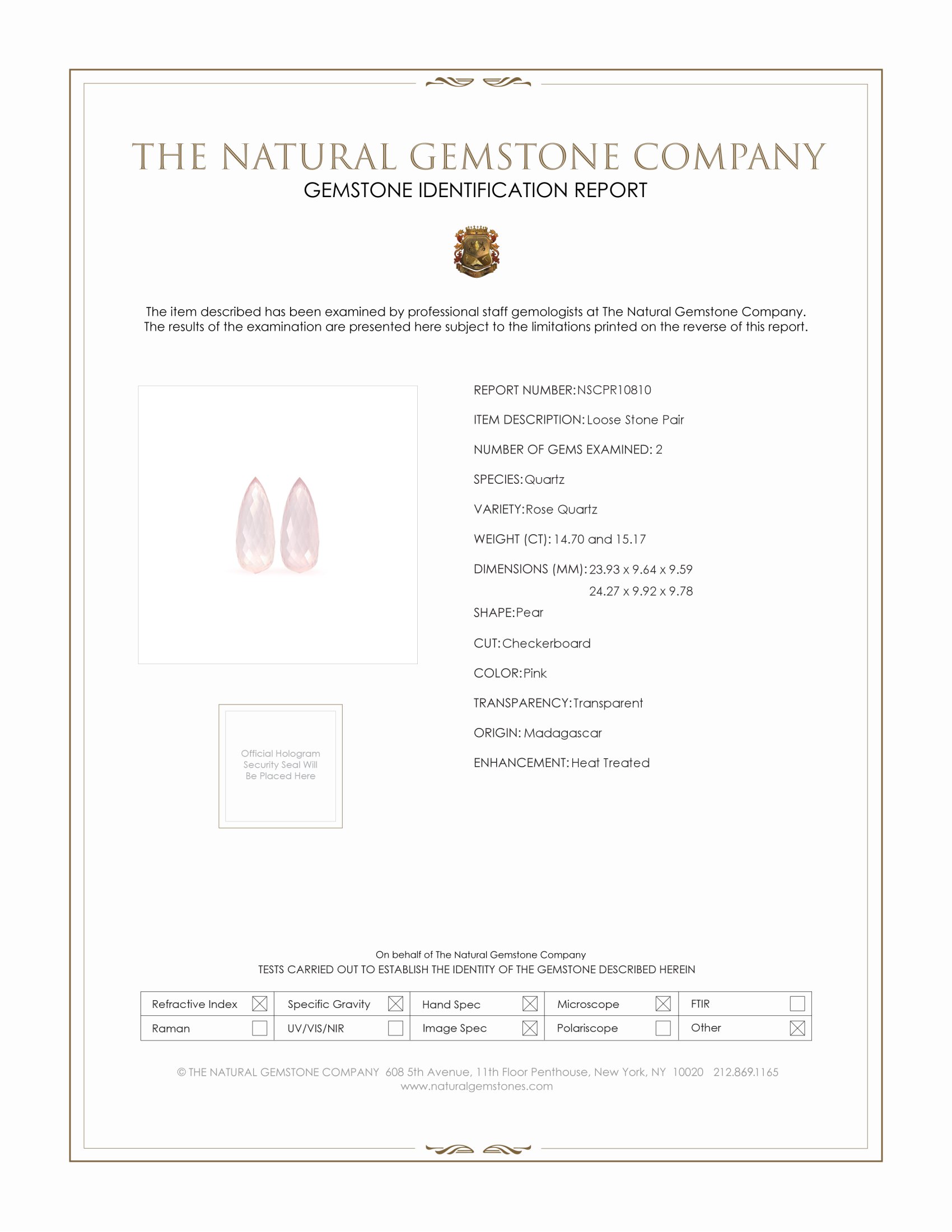 29.87 Ct.Tw. Rose Quartz Pair from Madagascar