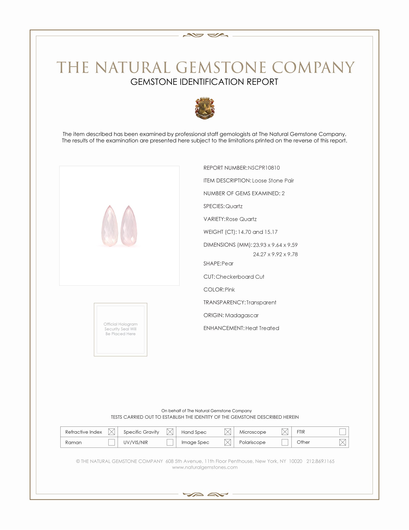 29.87 Ct.Tw. Pink Rose Quartz Pair from Madagascar