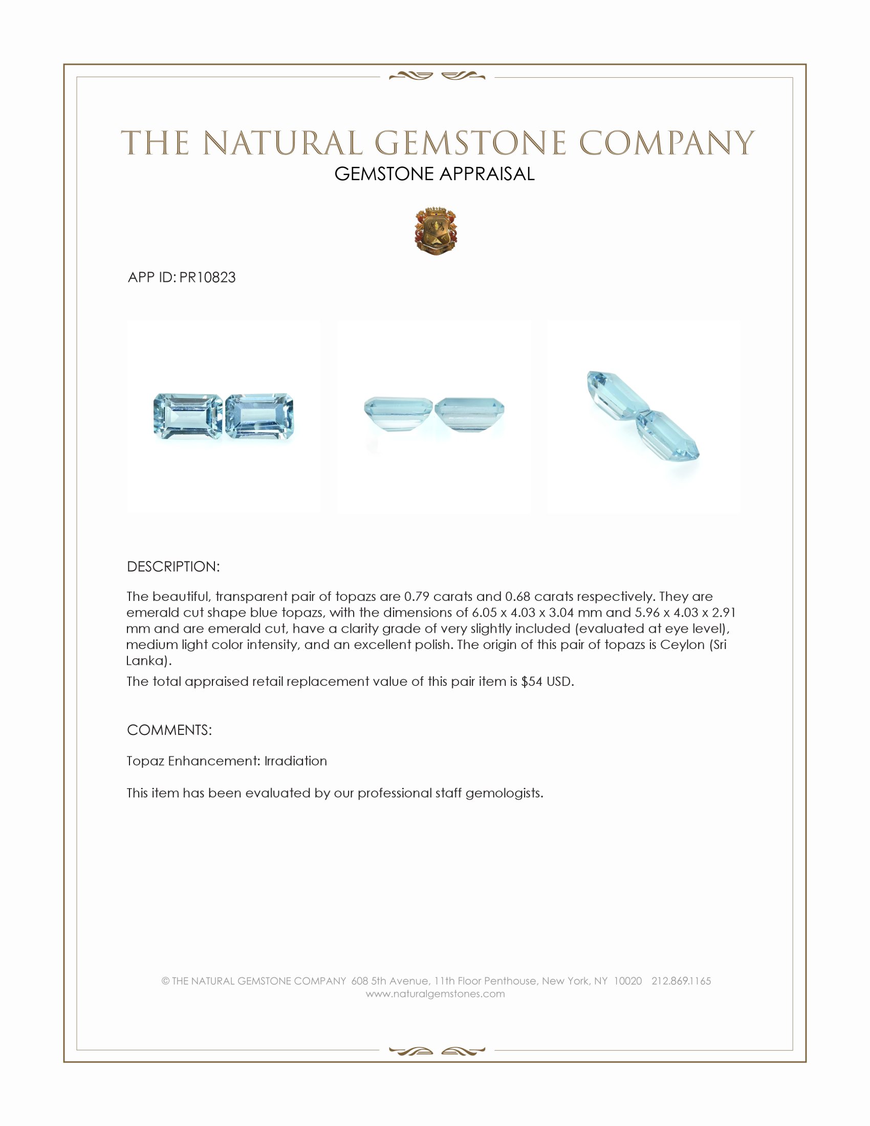 1.47 Ct.Tw. Topaz Pair from Ceylon (Sri Lanka)