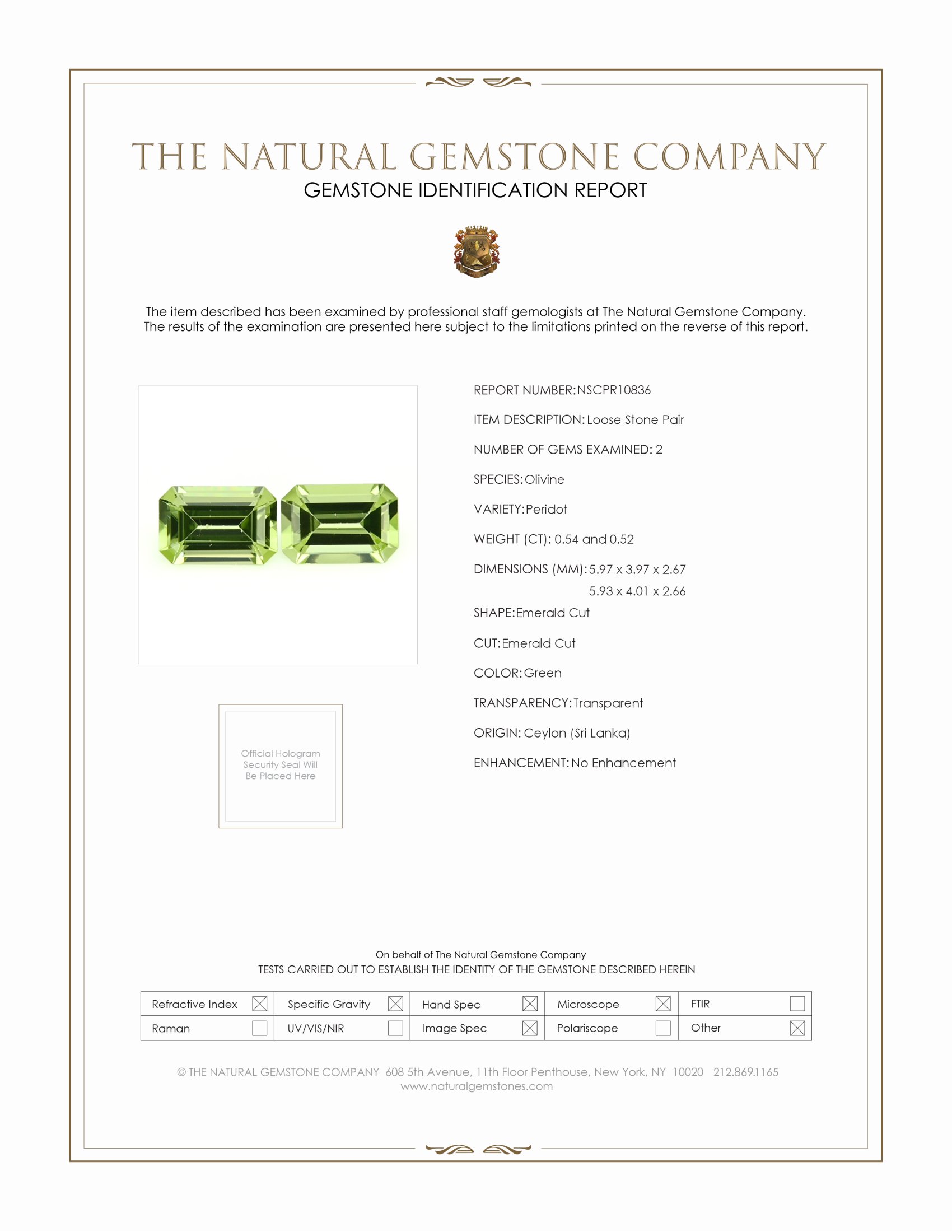 1.06 Ct.Tw. Green Peridot Pair from Ceylon (Sri Lanka)